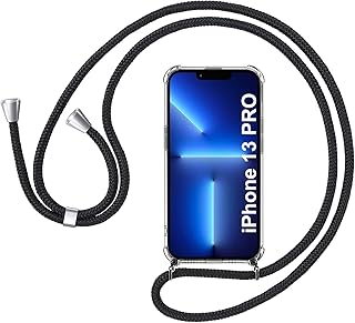 zoymick Cover Compatibile con iPhone 13 Pro Tracolla, Cover Trasparente con Cordino Compatibile con iPhone 13 Pro Custodia Bumper Cordoncino Case Angoli Rinforzati con Laccio Tracolla - 6,1 Pollici
