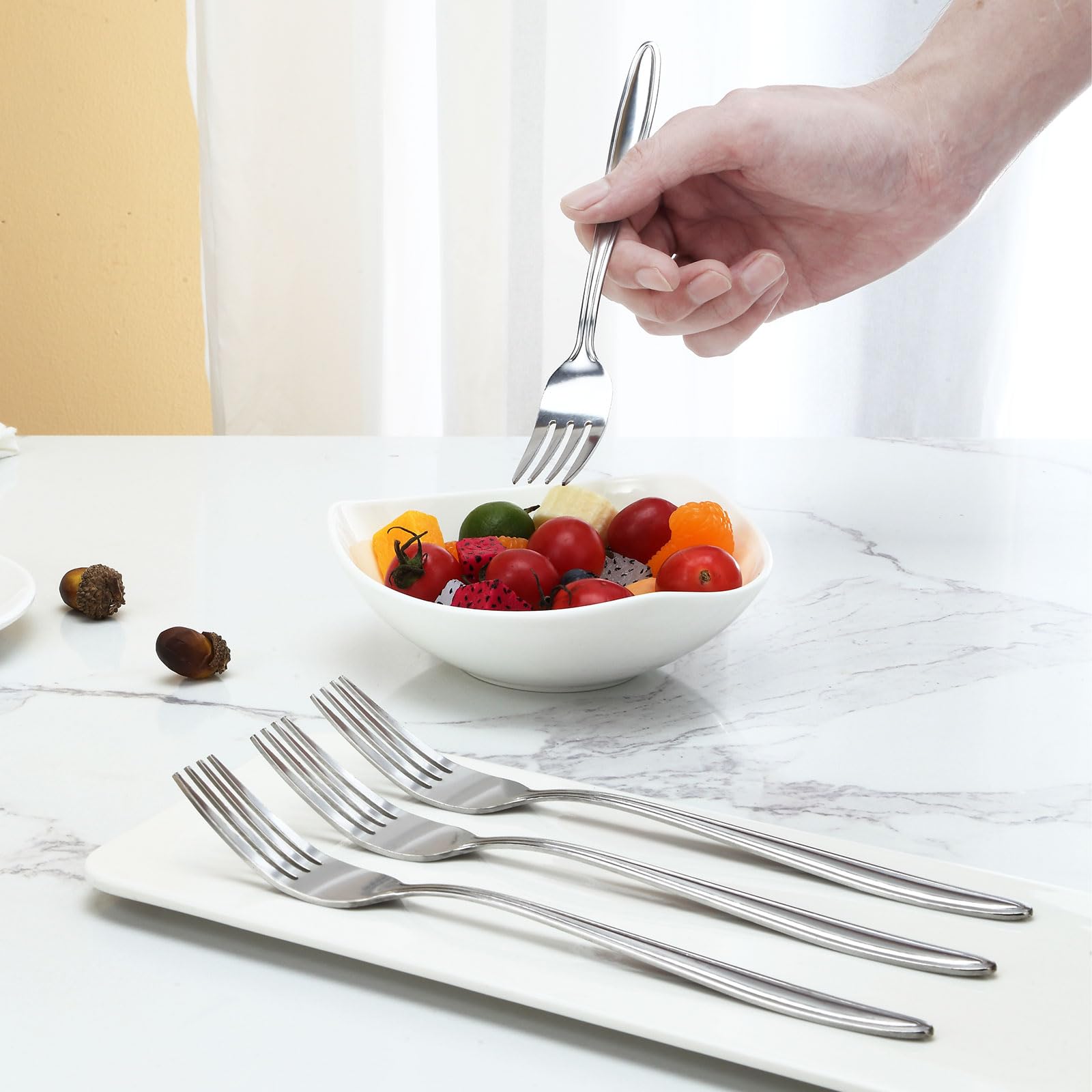 Set di forchette da 36 pezzi, in acciaio inox, 19,8 cm, forchette per posate, forchette eleganti e moderne, forchette da tavola per casa, cucina, ristorante, lavabile in lavastoviglie