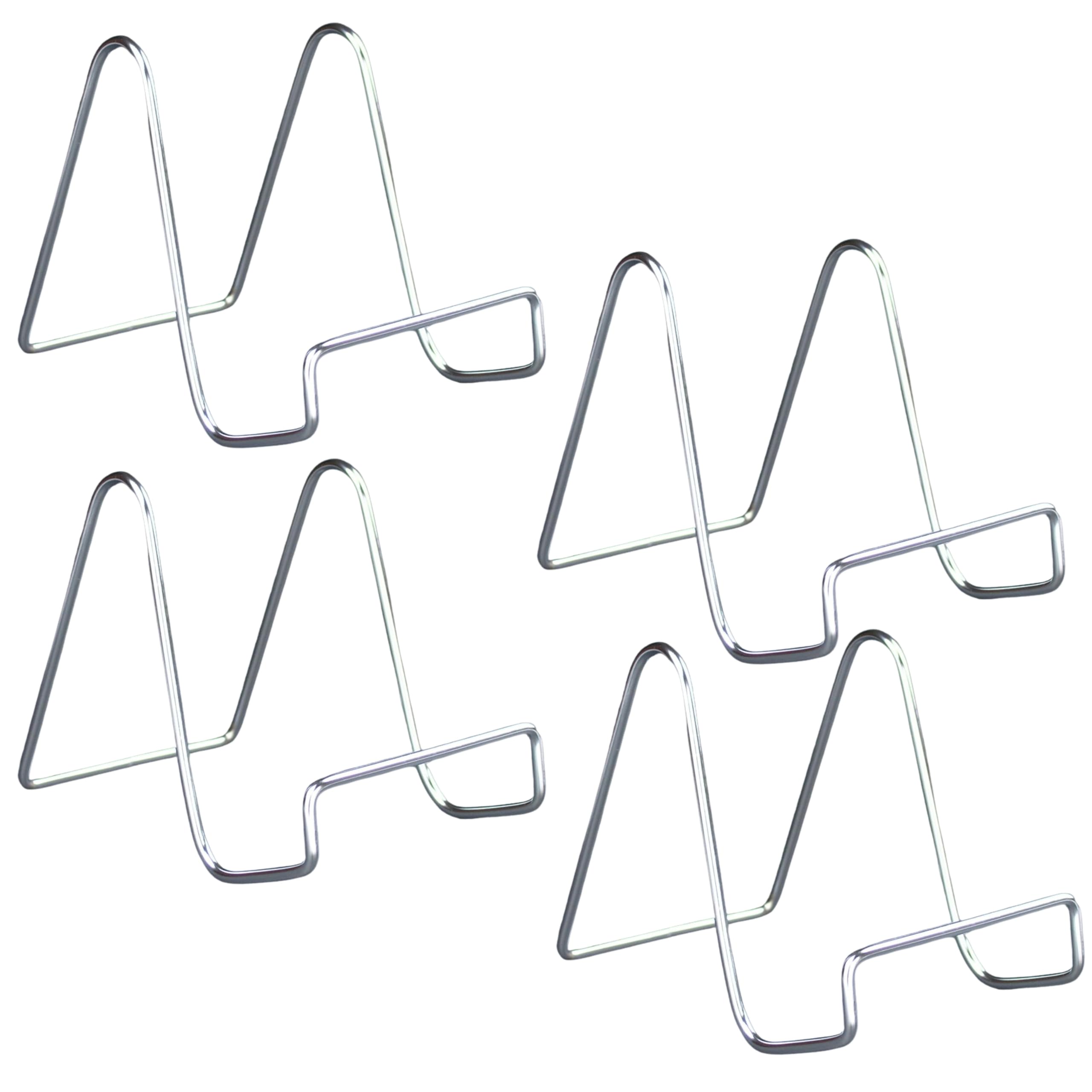 BANBERRY DESIGNS Silver Wire Easel Display Stand - Smooth Chrome Metal - 6 Inch - Pack of 4