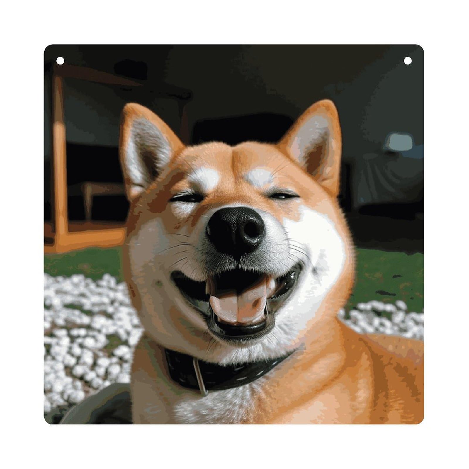 Adfgyerh Style Shiba Inu Smile Tongue Out Hanging Ornaments Window Hanging Modern Acrylic Decor For Living Room Bedroom Dining Room Hallway Office Wall Decor, 8X8 In