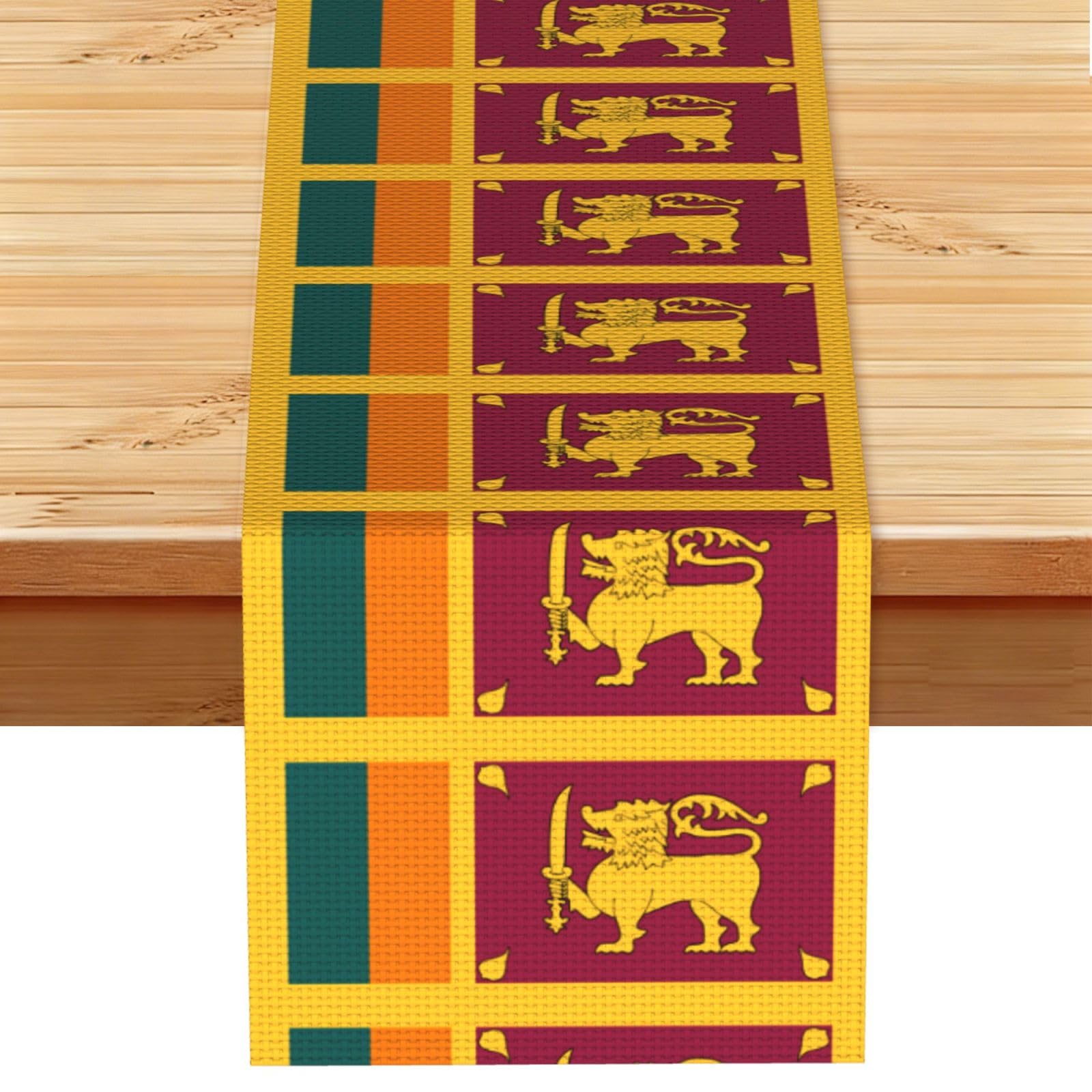 Sri Lanka Flag Multi Purpose Table Runner for Home Decor, Printed Table Cloth for Kitchen Table, Countertops & Dining Area
