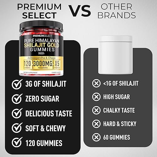 Miniatura 6 de Shilajit - Gomitas para hombres de 3000 mg – 120 Shilajit de oro para hombres, gomitas sin azúcar con ácido fúlvico – Energía natural, vitalidad