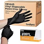 OKIAAS Black Disposable Gloves XL, Vinyl Gloves Disposable Latex Free, 5 mil, 200 Count, for Food Prep, Household Cleaning, Hair Dye, Tattoo