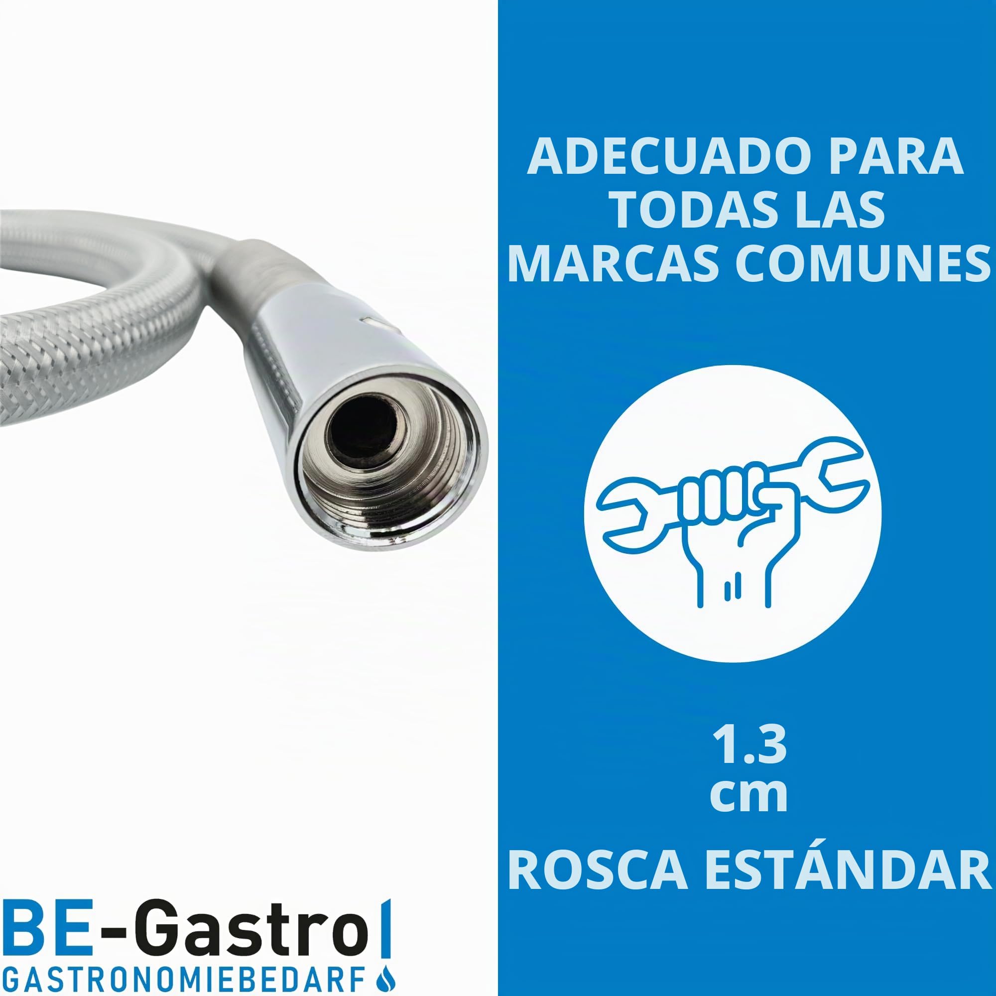 BE-GASTRO I - Industrial Hostelería Manguera de ducha profesional (120 cm, con protección especial contra torceduras, 1/2", estándar AG, repuesto para alcachofa de plato/gastronomía, 1200 mm)