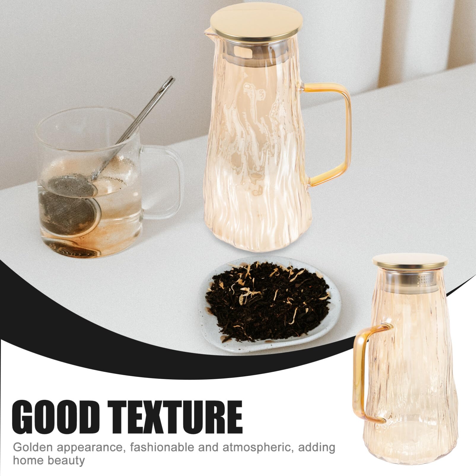 ifundom Wasserkrug Mit Deckel Eisteekanne Aus Glas Teekanne Mit Fruchteinsatz Saftkrug Für Fassungsvermögen Wasserspender Für Aromatisiertes Wasser Geeignet Für Kühlschrank Und Täglichen g