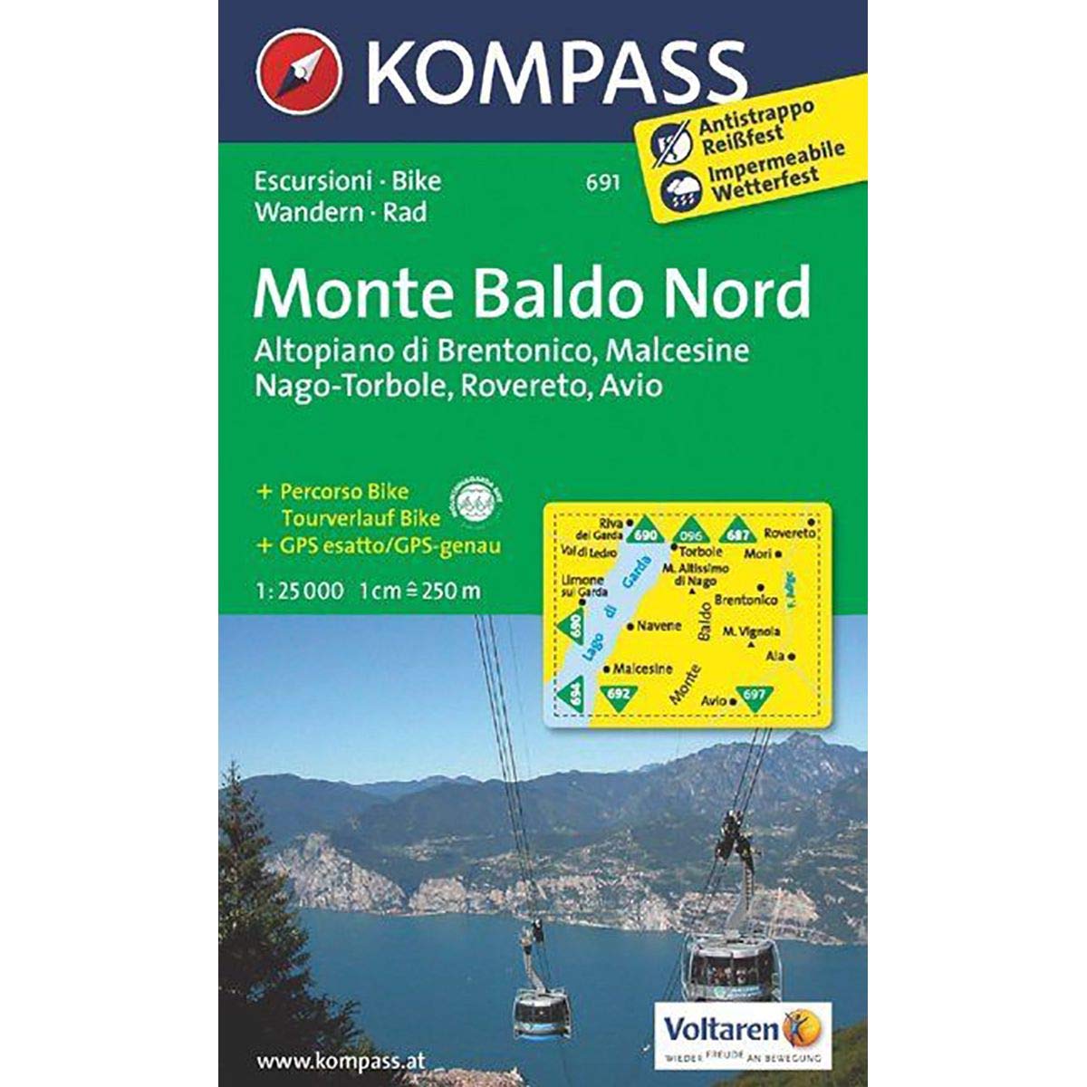 Monte Baldo Nord 691 GPS wp kompass: Wandelkaart 1:25 000