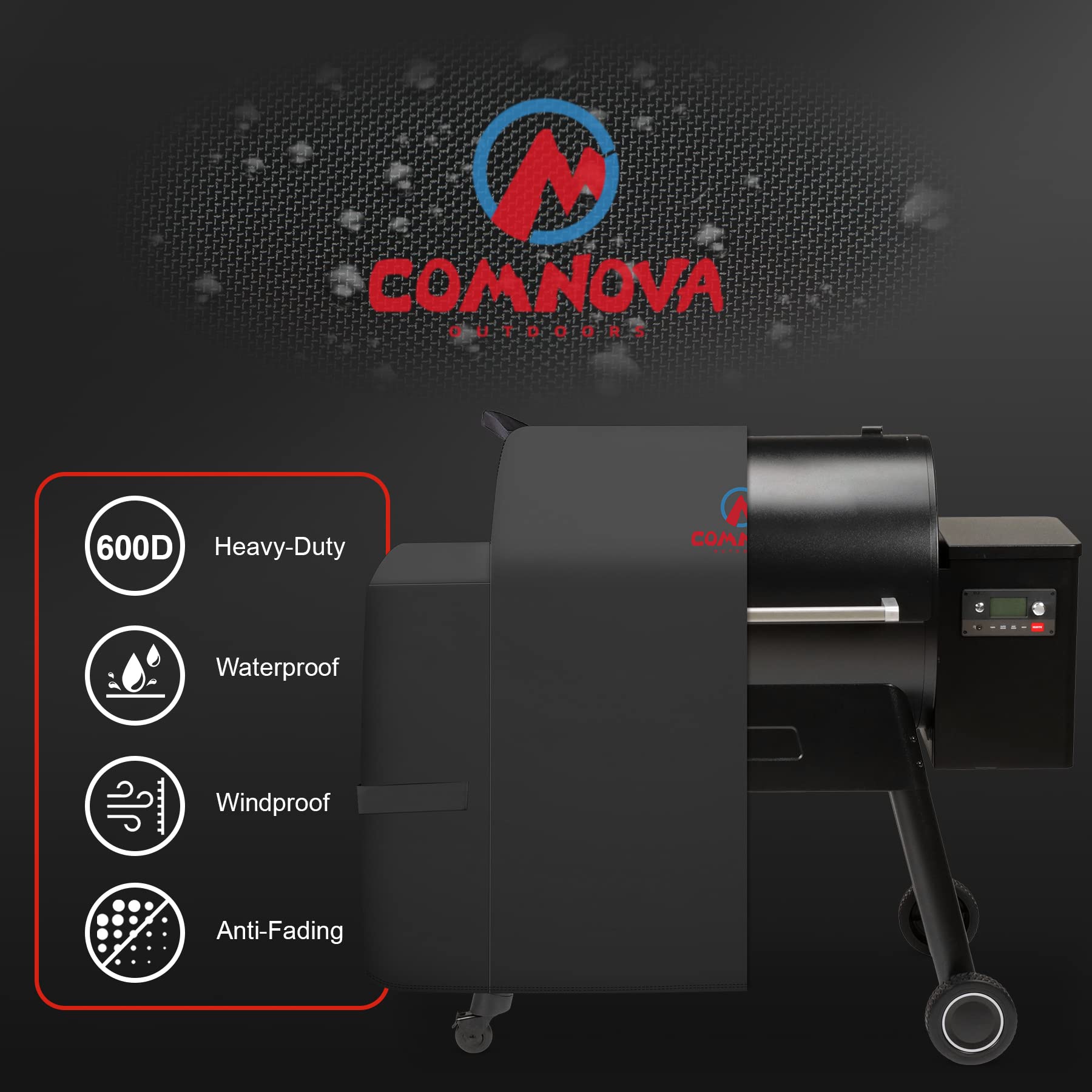 Comnova Pokrowiec do grilla Traeger Ironwood 885-600D pokrowiec na wędzarnię pelletu drzewnego Traeger, wodoodporny i wytrzymały, wysokiej jakości pokrowiec na grilla na pellet, akcesoria do grilla