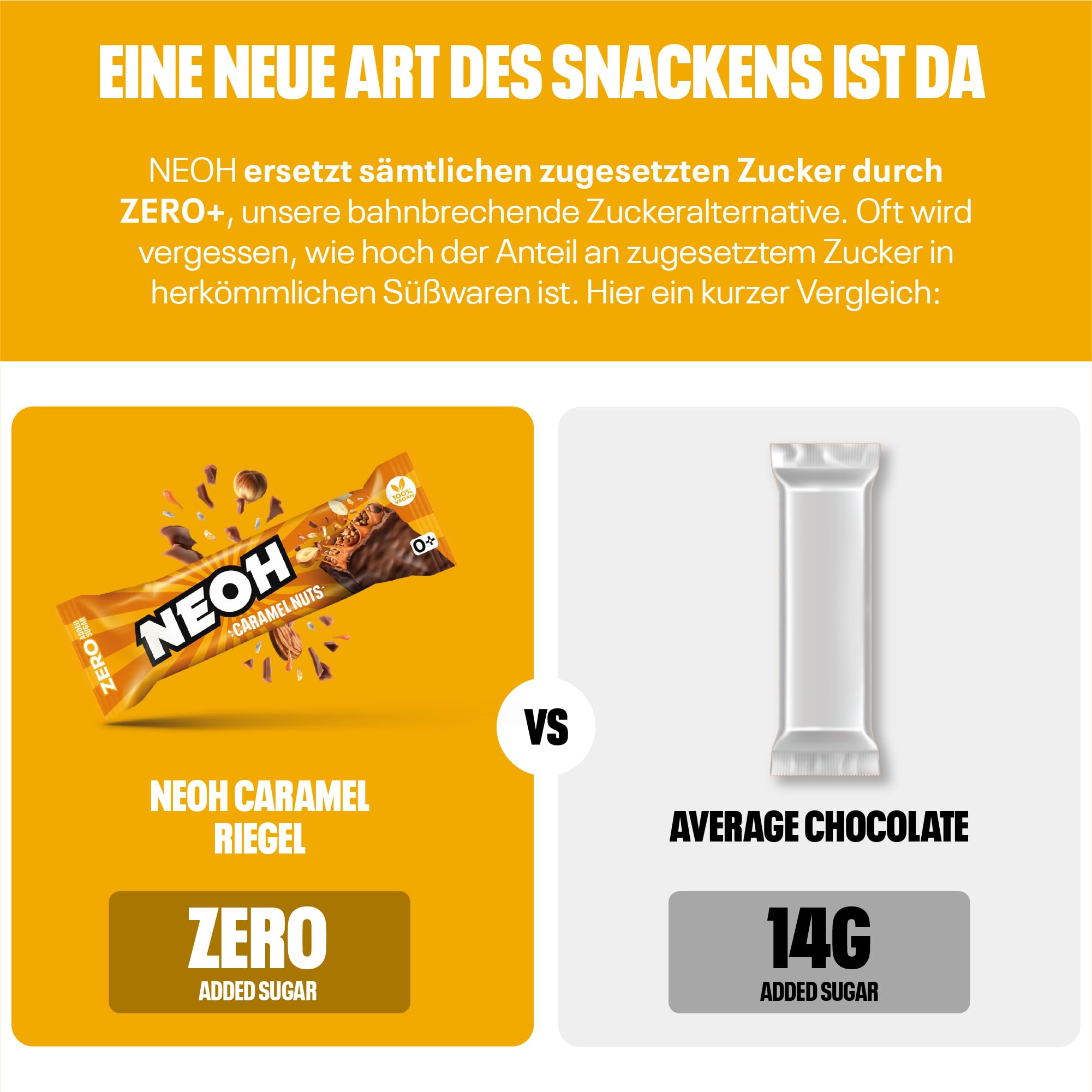 NEOH Low-Carb, veganer Karamell-Erdnussriegel – Ohne zugesetzten Zucker, Voll nussiger Erdnüsse und verführerisch gutem Karamell, 24x28g Packung