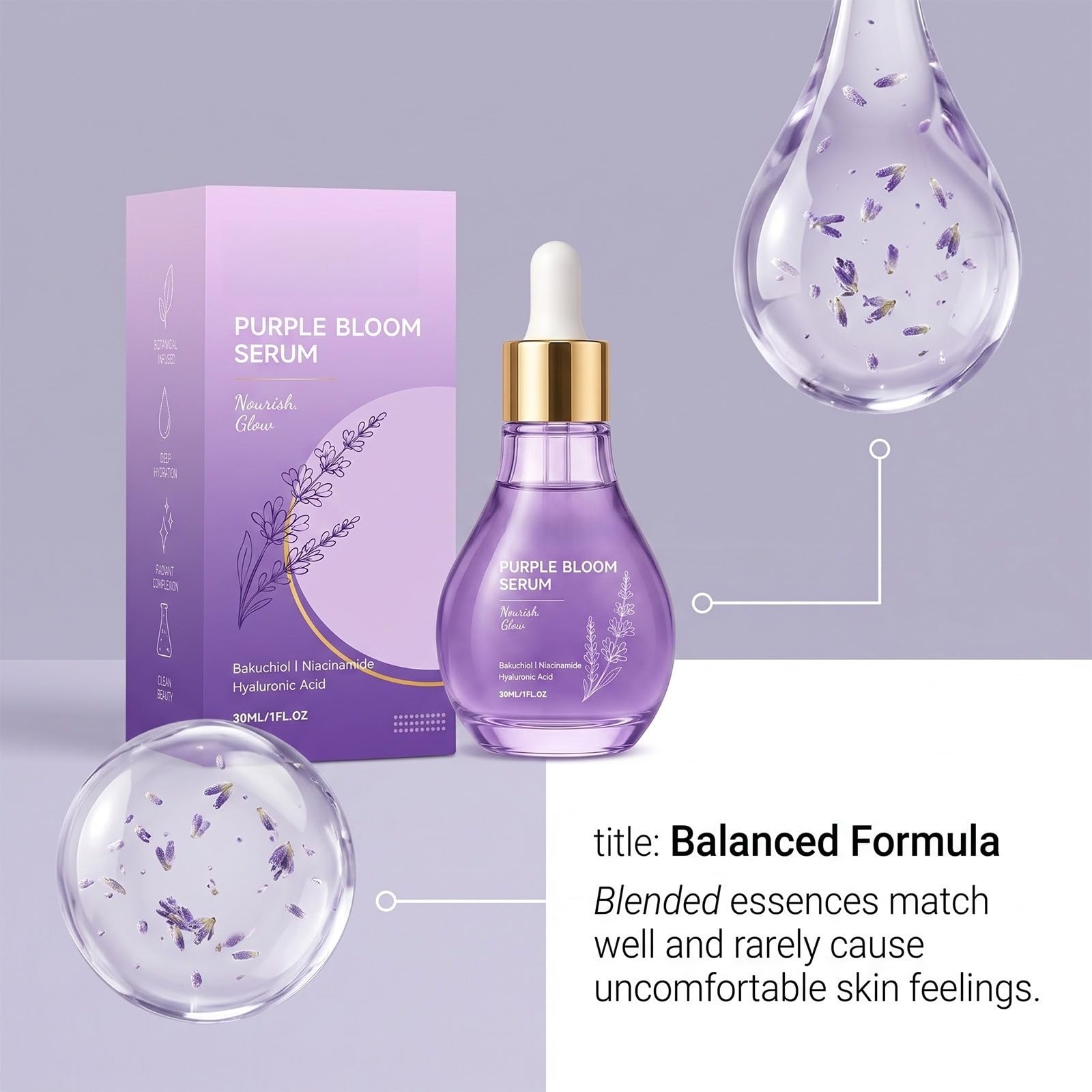 serum viso Anti-invecchiamento e rassodante, idratante profonda | Attenua le linee sottili, illumina e idrata la pelle, la lascia fresca e non comedogena ed è adatta per pelli sensibili.