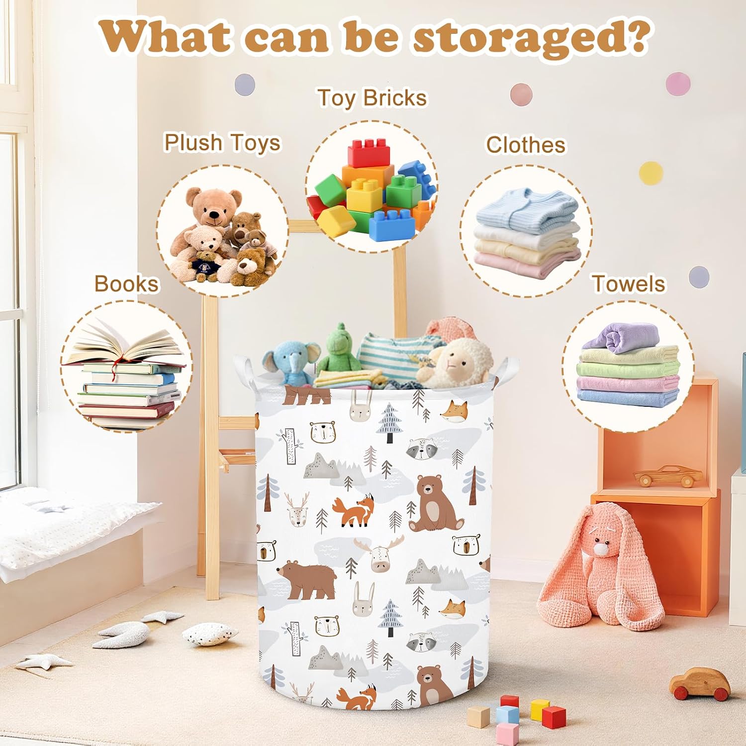 Laundry Basket Collapsible Laundry Hamper Storage Baskets Bins with Handle for Room Decor/Office/Toy Organizer/Gift Hamper