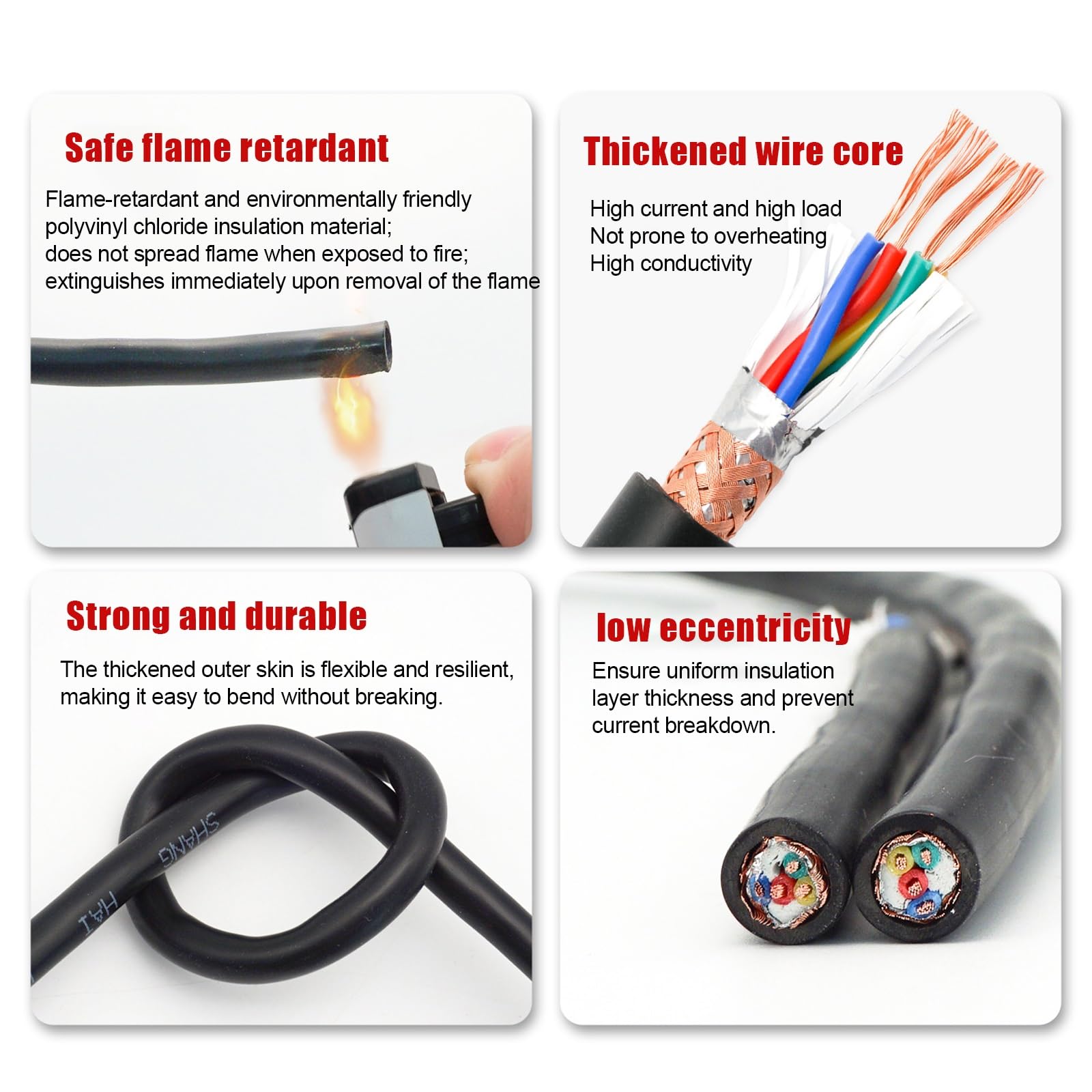 Cable Apantallado De Par Trenzado De 4 Conductores 0,3 Mm² A 1,0 Mm² De Cobre Libre De Oxígeno Para Señal RS485, Audio Y Automatización(0.5mm2,30FT)