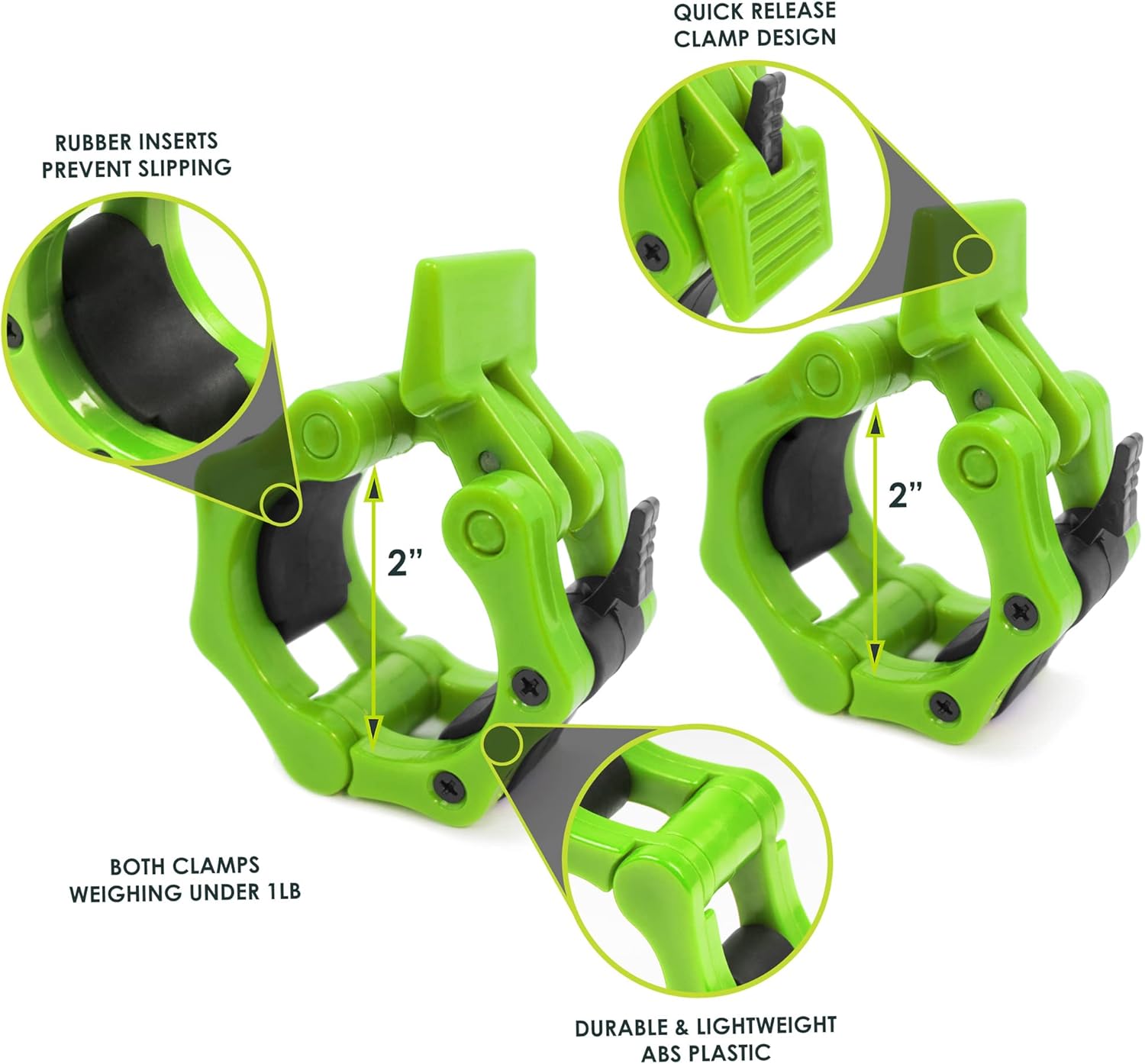 Prosource Fit Olympic Barbell Clamp Collars Quick Release Pair of 2