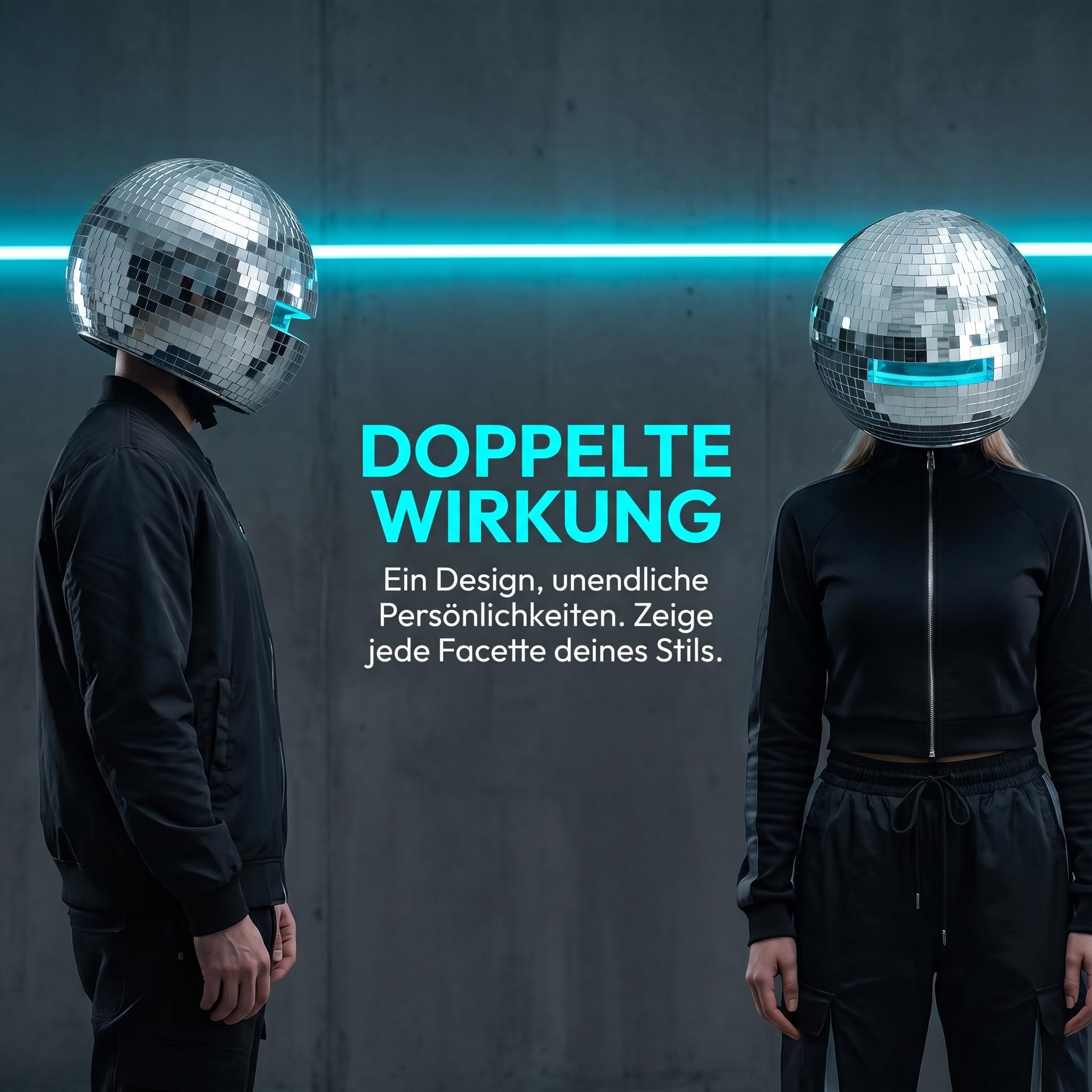 15.7in Discokugel Helm voll mit Spiegeln, Disco Kugel Helm reflektiert Licht, Discokugel Hut lässt dich in Bars und Clubs ins Blickfeld rücken