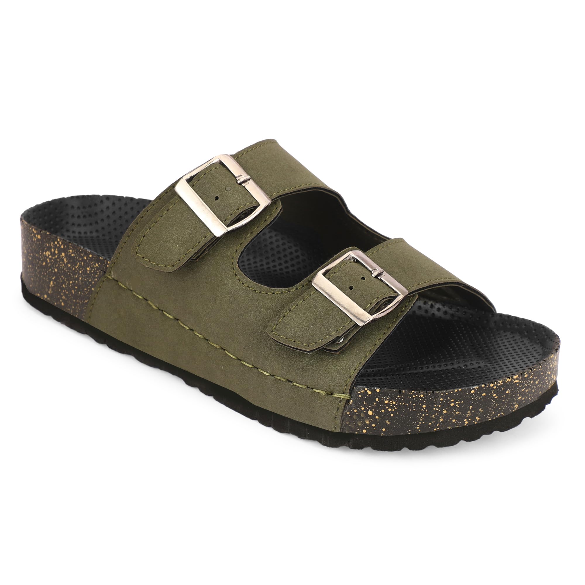 le greem Unisex Double Buckle Comfort Sandals | Adjustable Slip-On Slides | Lightweight Cushioned Footbed | Anti-Slip Casual Everyday Slippers LG_113-picture-56