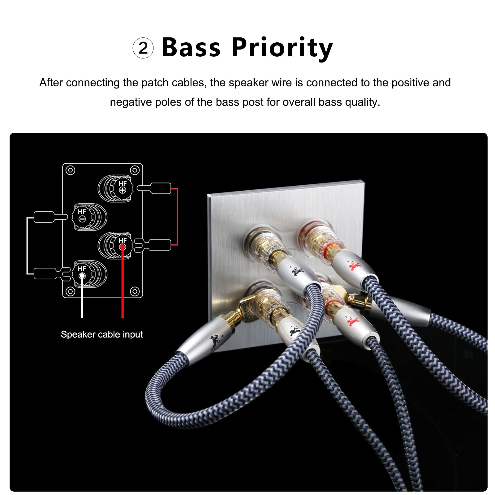 Impeto Kabel zworki głośnikowe, dwuprzewodowy przewód głośnikowy, mostek audiofilski, hifi, 4 sztuki, 20 cm, z wypustkami widełkowymi do wtyczki bananowej, wysokiej klasy mostki zworkowe, miedź o