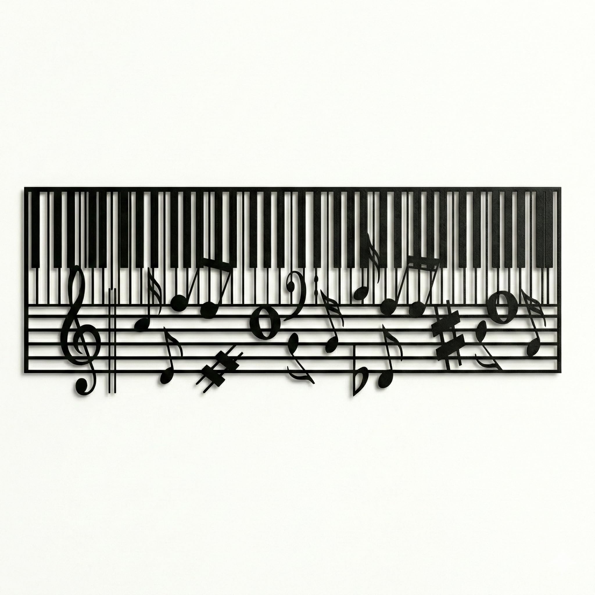 DEKADRON Metal Wall Decor, Piano and Music Notes, Metal Piano Wall Art, Music Decor, Home Living Room Decoration, Music Lover Gift, Wall Hangings (39" W x 11" H / 100x28cm)