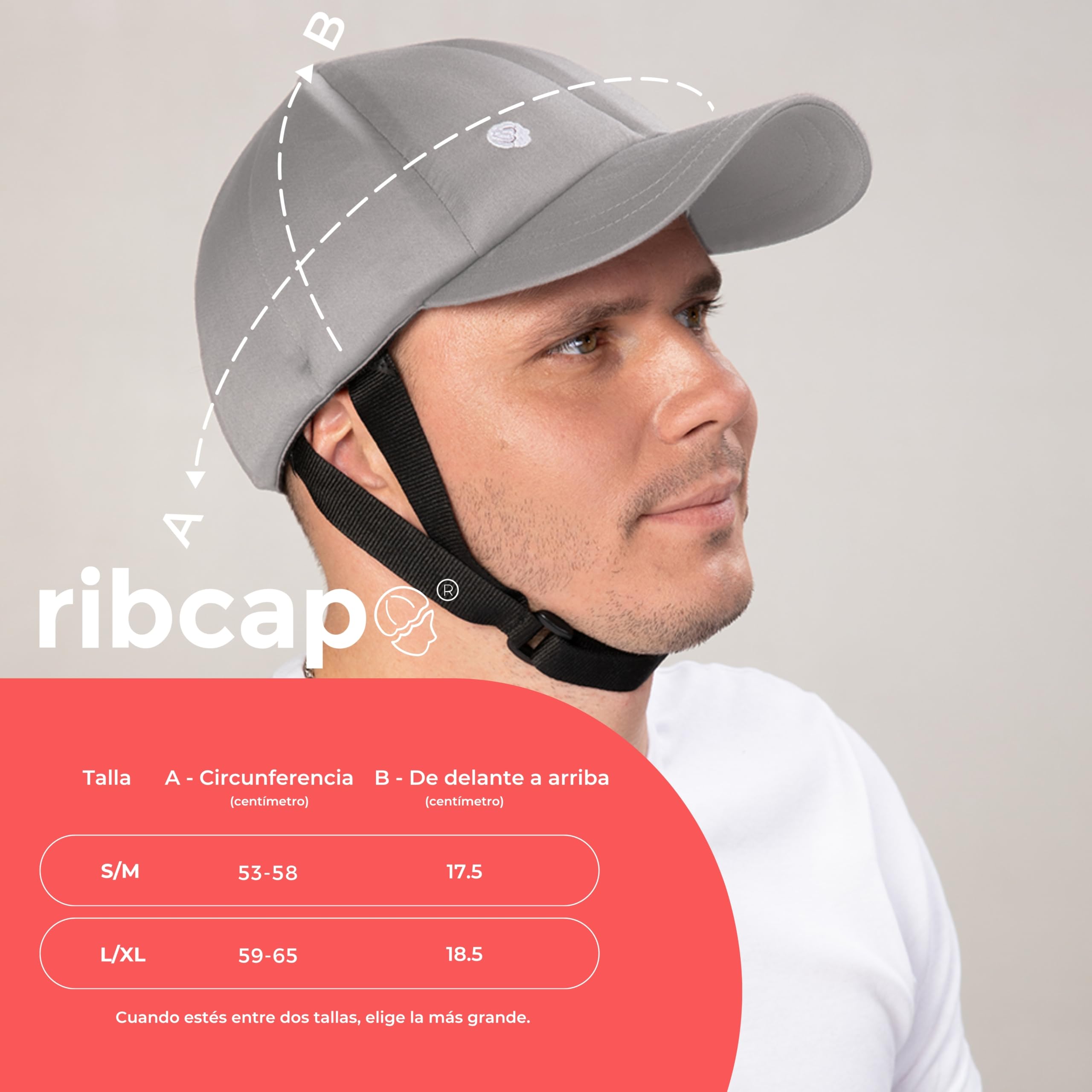 Ribcap Gorra de béisbol Platino | Casco Protector Blando para Epilepsia