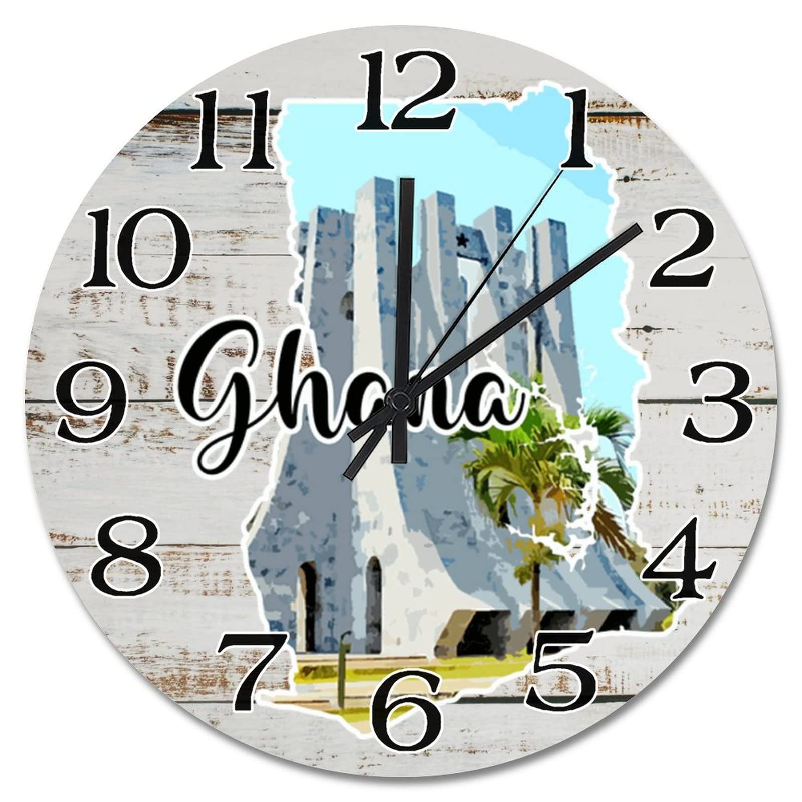 Horloge murale en bois silencieuse de 38,1 cm à piles sans tic-tac