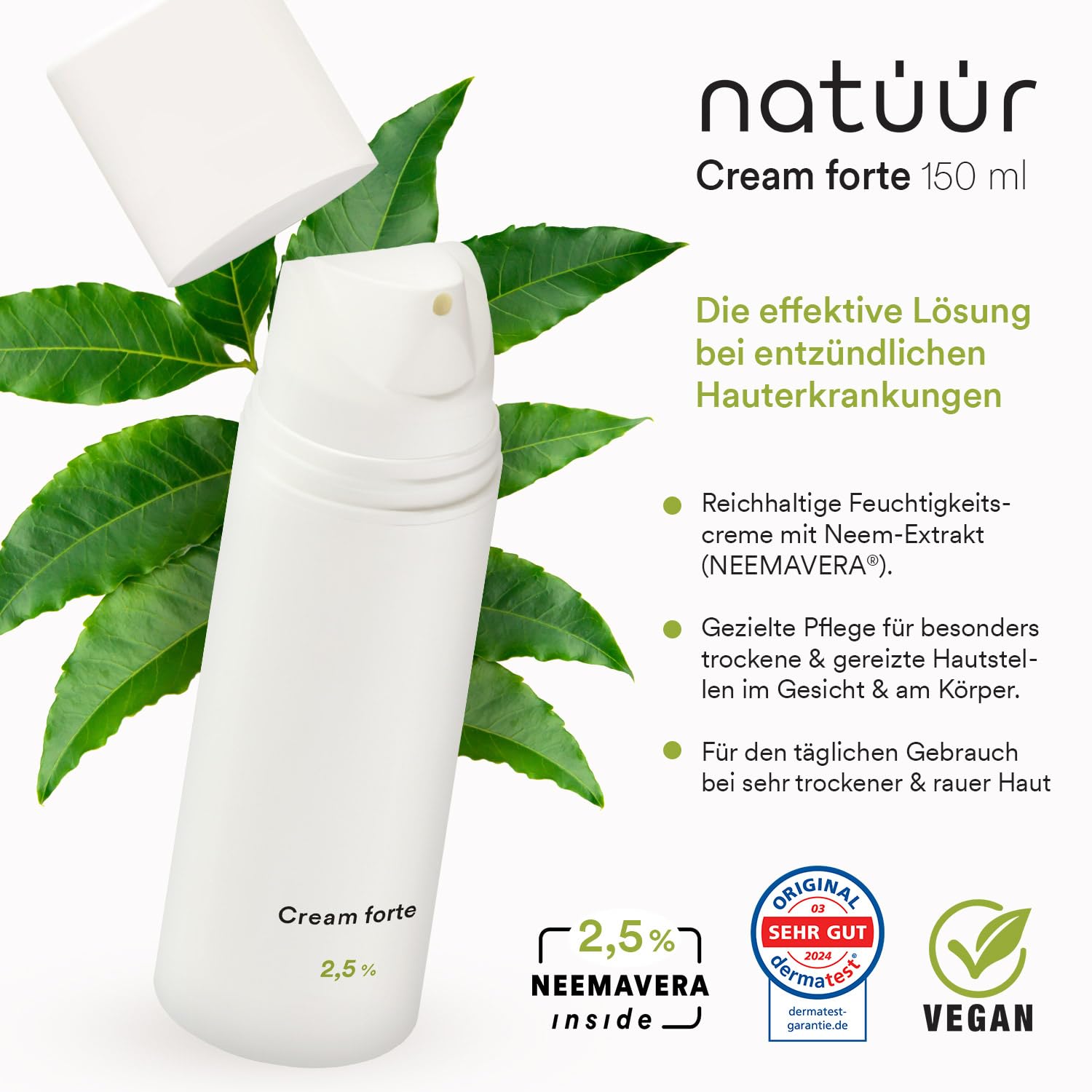 Cream forte | Reichhaltige Feuchtigkeitscreme für sehr trockene & empfindliche Haut | Gesichtscreme & Körpercreme | Mit Neem-Extrakt & NEEMAVERA® | Intensive Hautpflege | Moisturizer