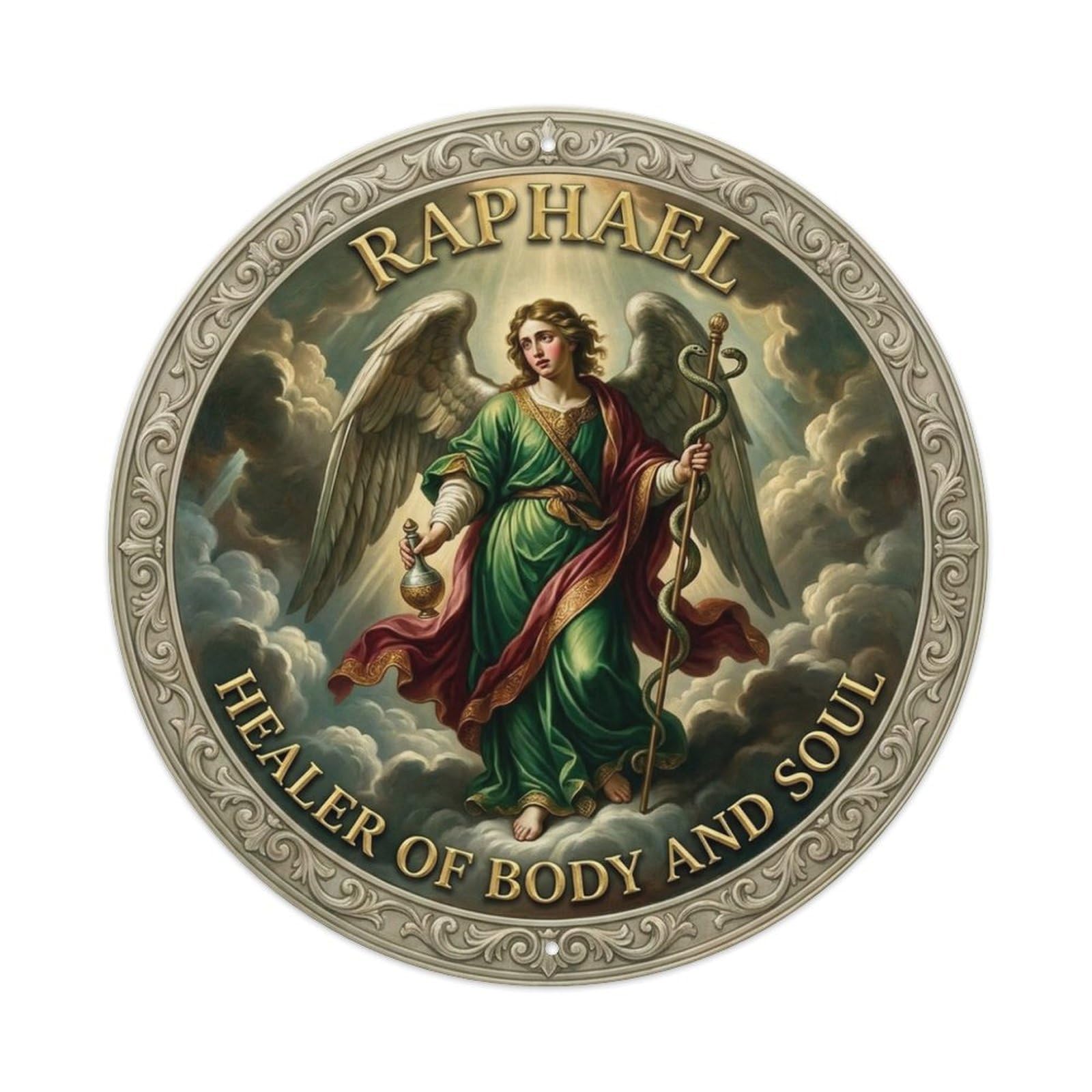 Healer of Body And Soul Archangel Raphael Divine Grace Metal Tin Sign
