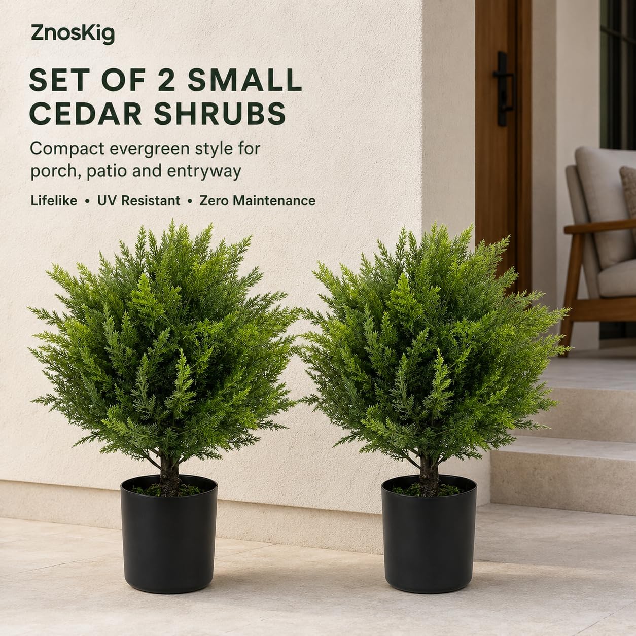 Artificial Plants Outdoor Fake Shrubs Topiary Cedar Trees 2 Pack