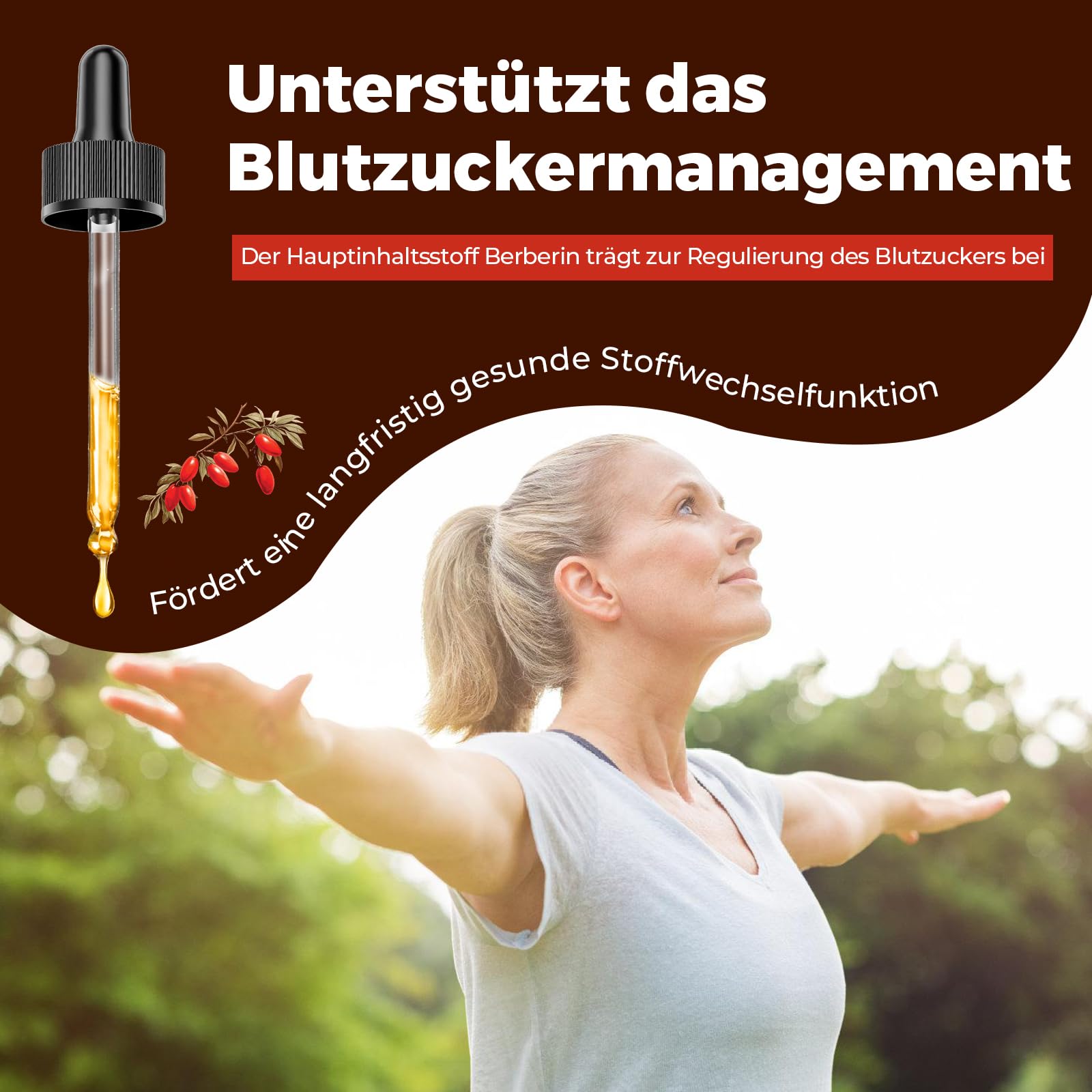 Liposomale Berberin Tropfen, 3000mg Blutzucker-Unterstützung, mit Grüntee-Extrakt, Ceylon-Zimt und Ingwerwurzel, 60 ml