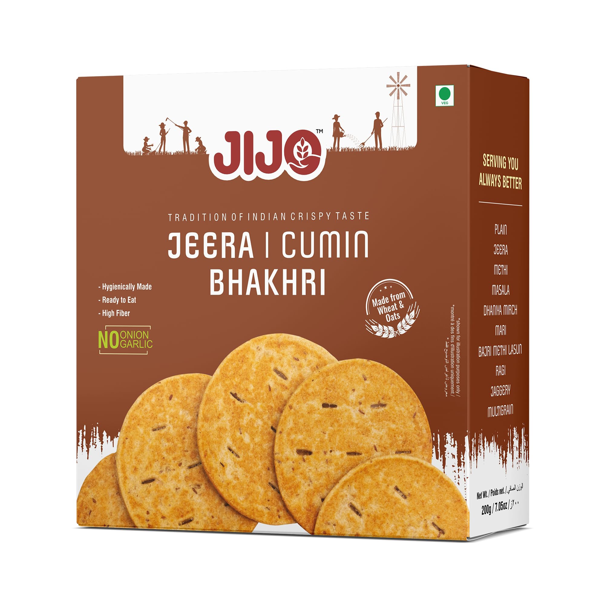 JIJO Jeera Dry Bhakhri Ready To Eat Healthy Roasted Snacks (200g) - Pack Of 4 (B0D5V818YM) Amazon Price History, Amazon Price Tracker
