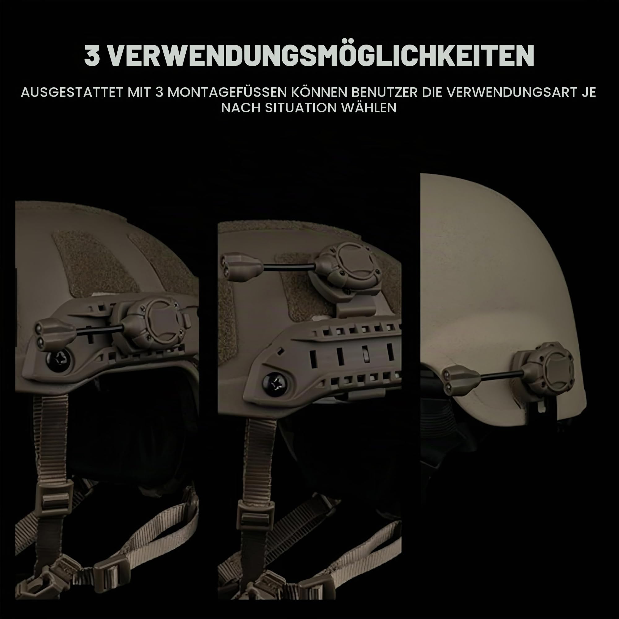 ACEXIER Taktisches Helmlicht 3 Modi L.ED Taschenlampenschalter Modulares multifunktionales Beleuchtungssystem Jagdhelm (Khaki)
