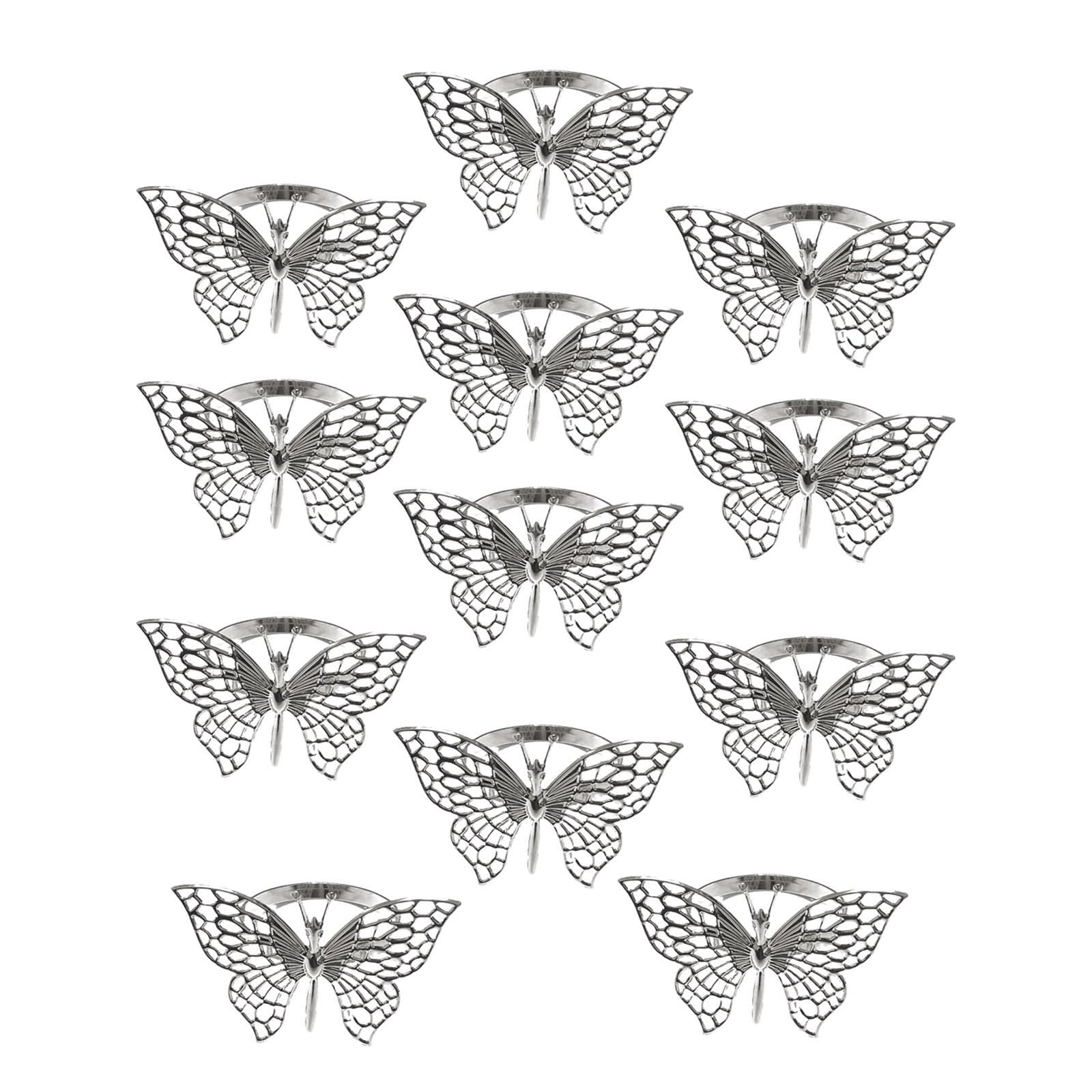 NEWFT 12pcs Delicate Butterfly Shape Napkin Rings Beautiful Butterfly Napkin Rings Table Decors For Festival Gatherings