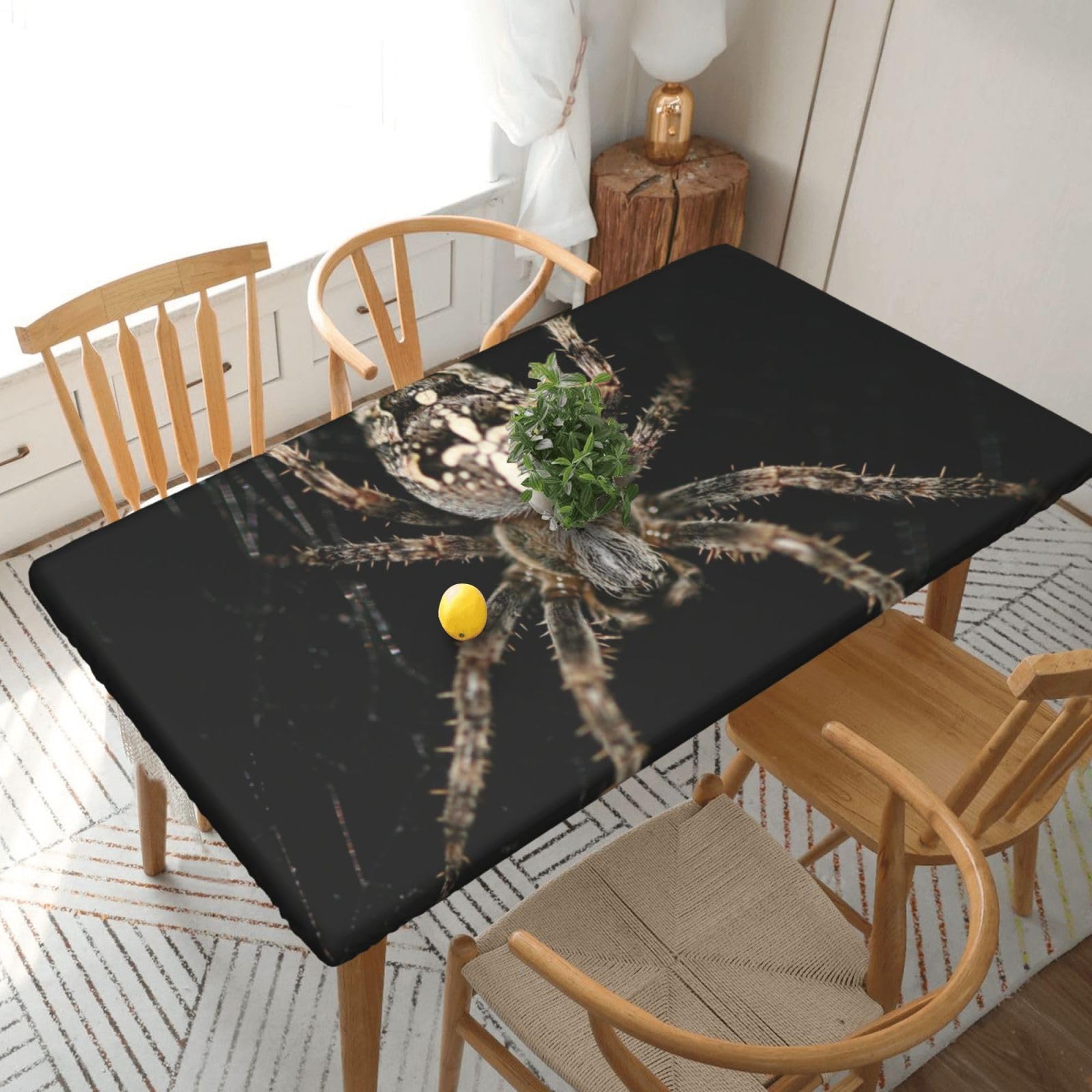BNVSADC Scary Spider Printed 5FT Tablecloth Polyester Kitchen Water Resistant Table Cloth Dining Table Decoration Table Covers, 152x76 CM