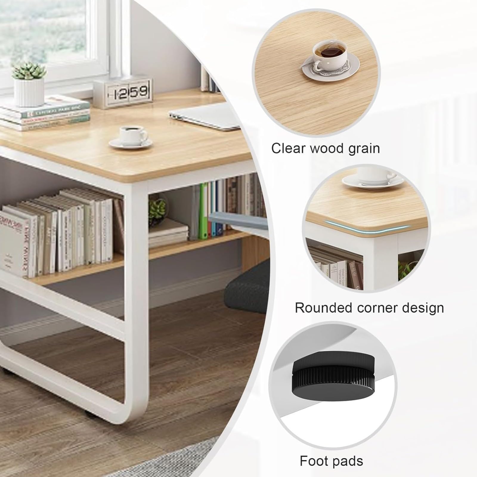 Scrivania per Computer in Stile Moderno E Semplice, con 3 Cassetti, Tavolo da Scrittura Multifunzionale per Ufficio Domestico A,100CM