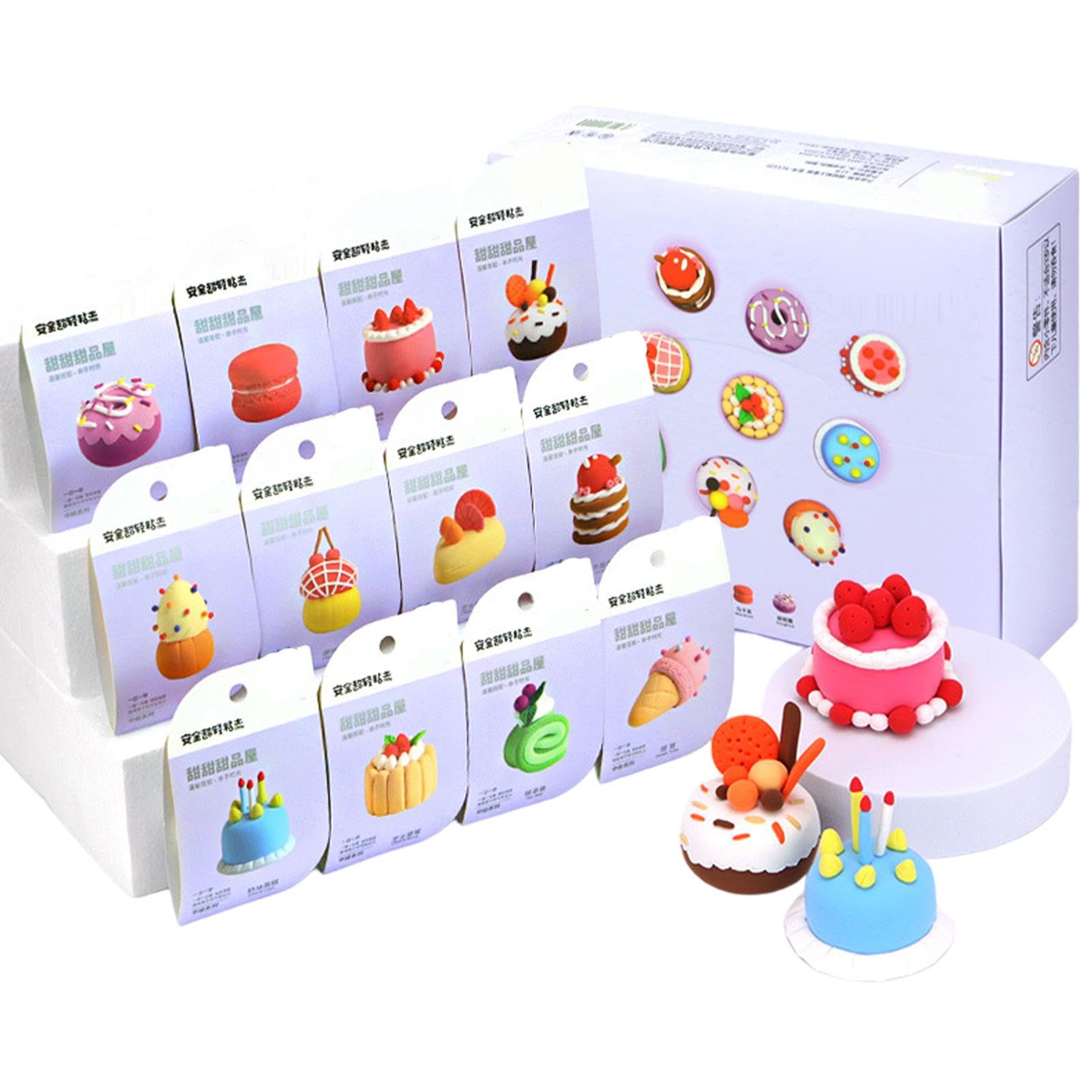 Kit de Arcilla, Kit de Arcilla Seca al Aire - Kit de Modelado de Animales domésticos/Postre/Dinosaurios para niños | 12 Estilos de artesanía artística Creativa, Kit de estuco en