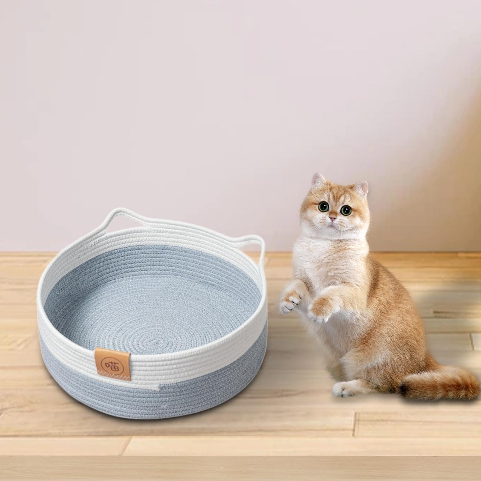 Sharplace Panier de lit pour Chat en Corde de Coton tissée pour Dormir et Jouer, Tapis à gratter pour Chatons, Chats, Petits et Moyens Chiens, S
