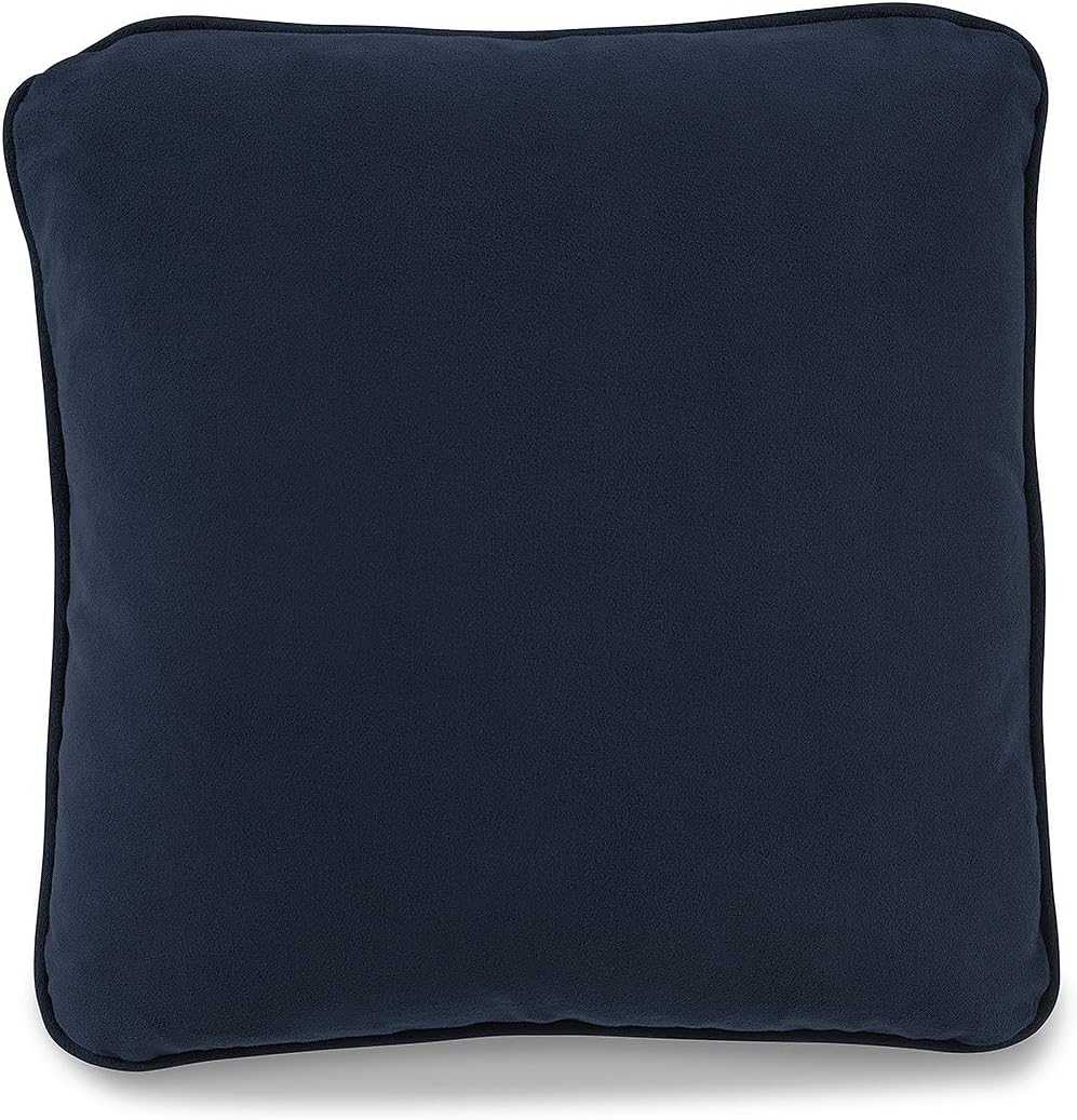 Signature Design by Ashley Caygan Contemporary Square Polyester Pillow with Feather Fill, 20" x 20", Machine Washable, Blue