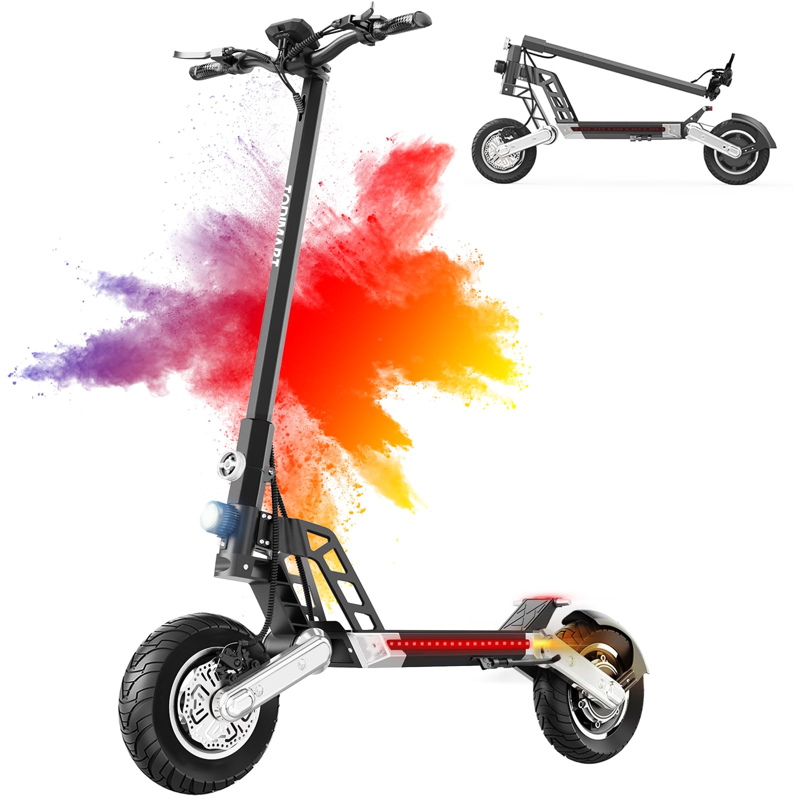 TODIMART Electric Scooter for Adults, 500W/1000W/2000W Power, Autonomy 45-90KM, Wheels 10" All-Terrain, Maximum 130-150kg/IP54/Double Disc Brakes/Folding Electric Scooter