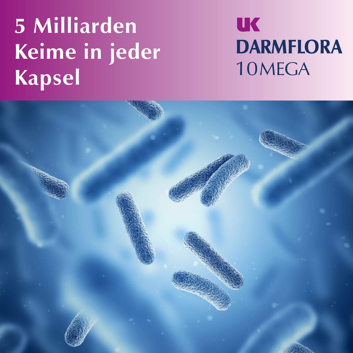 UK Darmflora 10 Mega Kapseln vegan - Hochdosierte Laktobazillus-Bifidus-Kulturen + Inulin Synergy 1 & Vitamin C