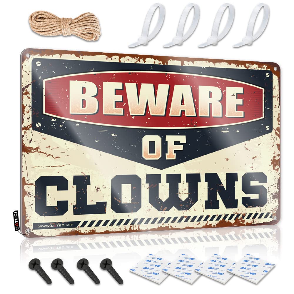 Unique Tin Wall Decor, Backyard Accessories Decor Beware Of Clowns | Farmhouse Street Decor(20X30CM)
