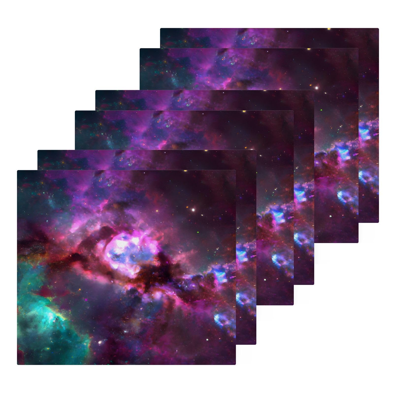 YANENDIE Stained Glass Galaxy Washcloths Towels, Highly Absorbent and Soft Cotton Face Cloths, 6 Pack Quick Dry Wash Cloths - 12 X 12 Inches