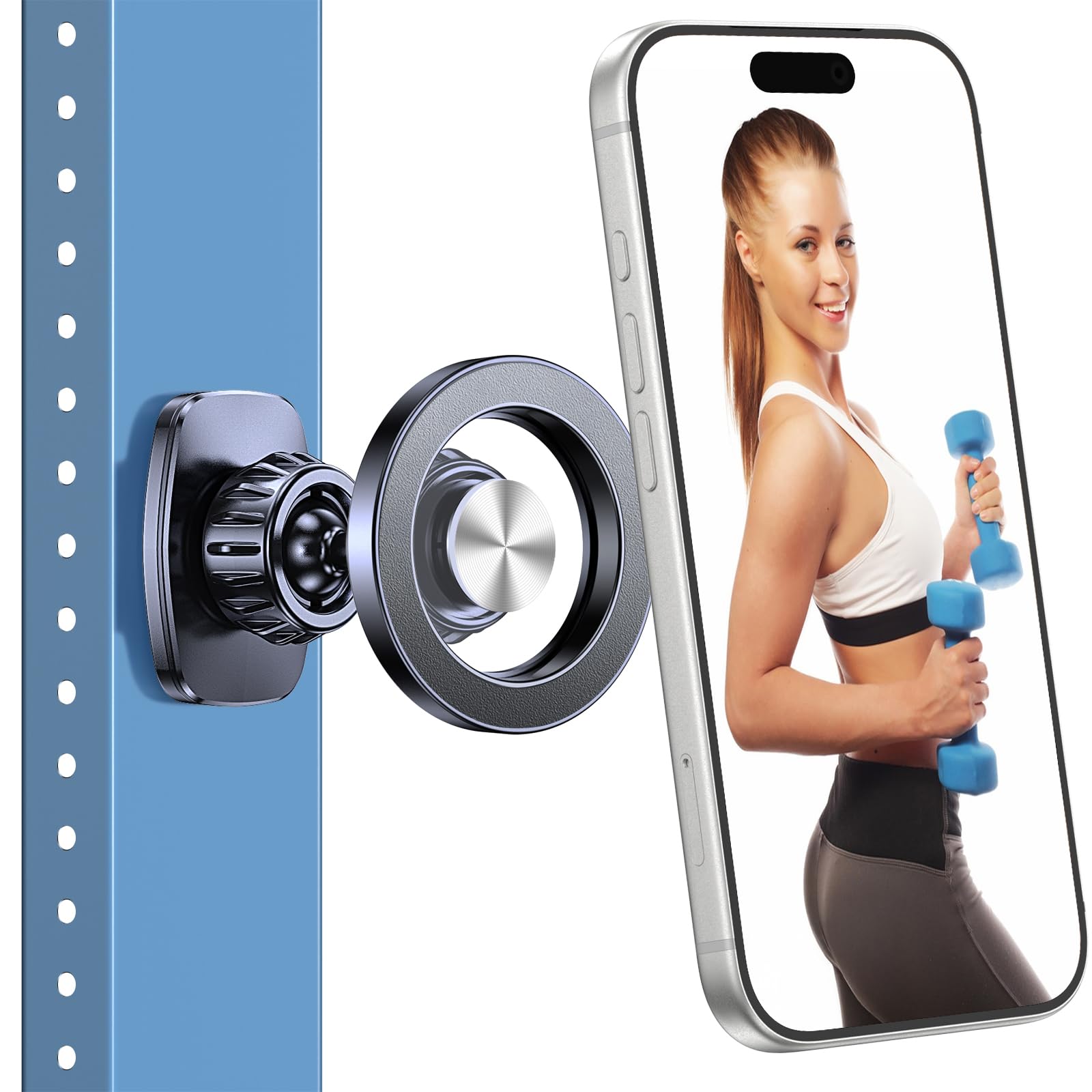 Romuto Magnetic Phone Holder for Gym Phone Holder Magnet Phone Camera Mount | magnetic phone holder for gym Accessories for Workout Recording Attach to Metal Surface with iPhone 17 Pro Max 16 15