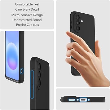 WFTE Liquid Silicone Case for Samsung Galaxy A57 5G, with 2X HD Screen Protectors,Shockproof Drop Scuff Protection,Ultra-Slim,Soft-Touch,Protective Thin Phone Cover for Samsung A57 5G(Black)