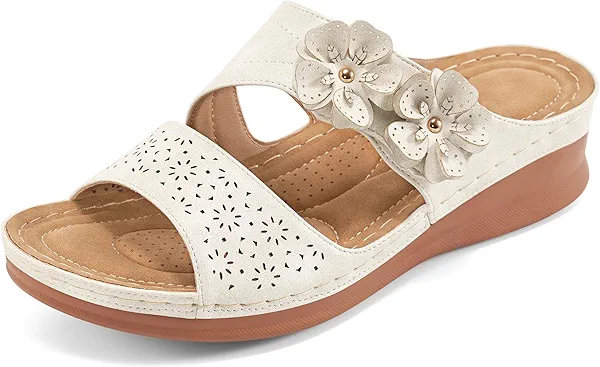 Ablanczoom Wedge Sandals for Women Dressy: Comfortable Slip on Womens Slides Adjustable Casual Platform Sandal Summer Walking