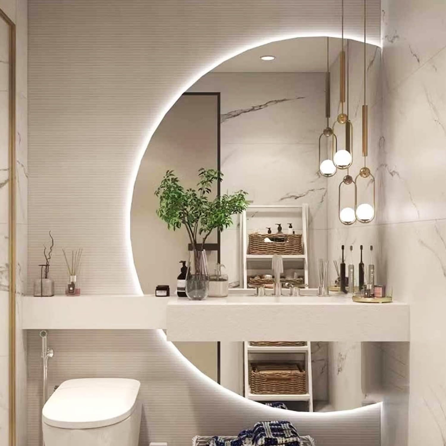 Miroir de salle de bain anti-buée intelligent à LED dimmable