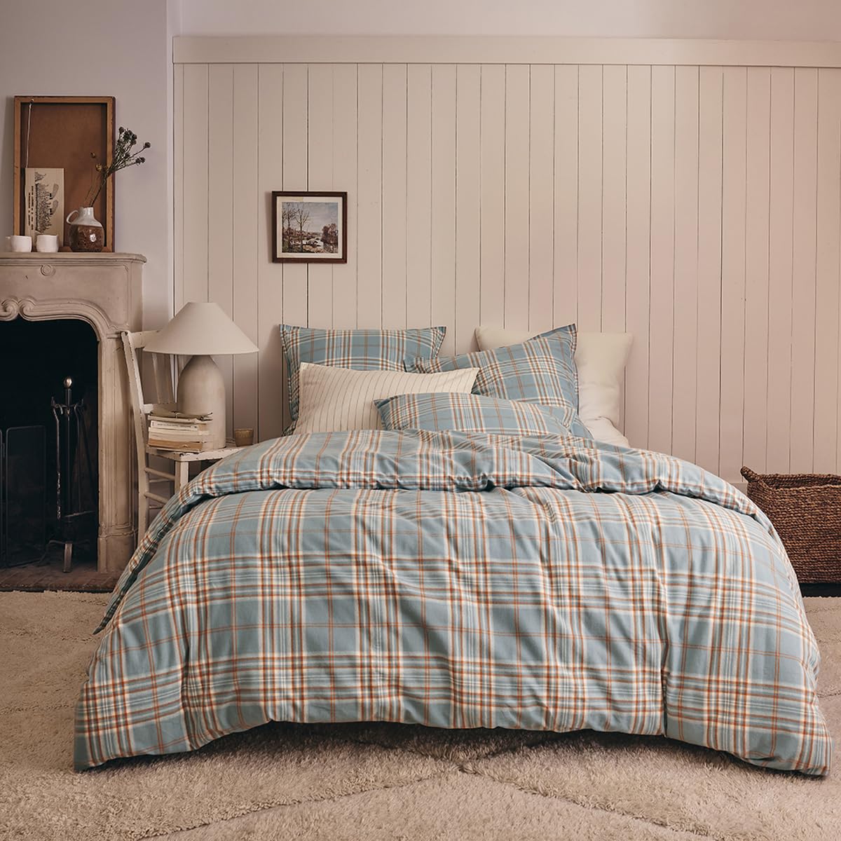 Printed Cotton Flannel Duvet Cover, Tartan, 240 x 220 cm, ESSIX