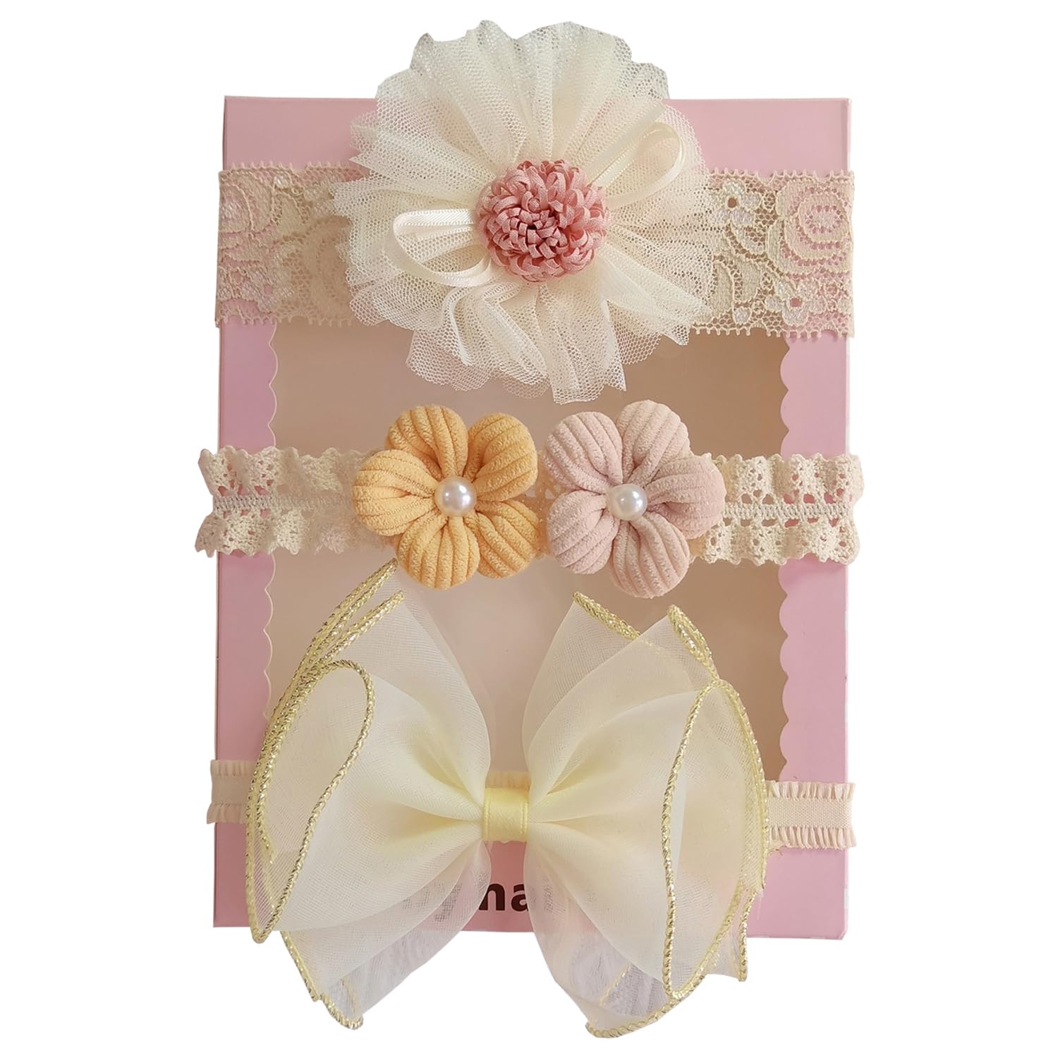 SYGA 3 Pcs Baby Girl Headband Soft Flower Bow Strechable Hairband Suitable For Newborns, Infants, Toddlers and Kids 0-3 Years(Color - 1030)-image-47