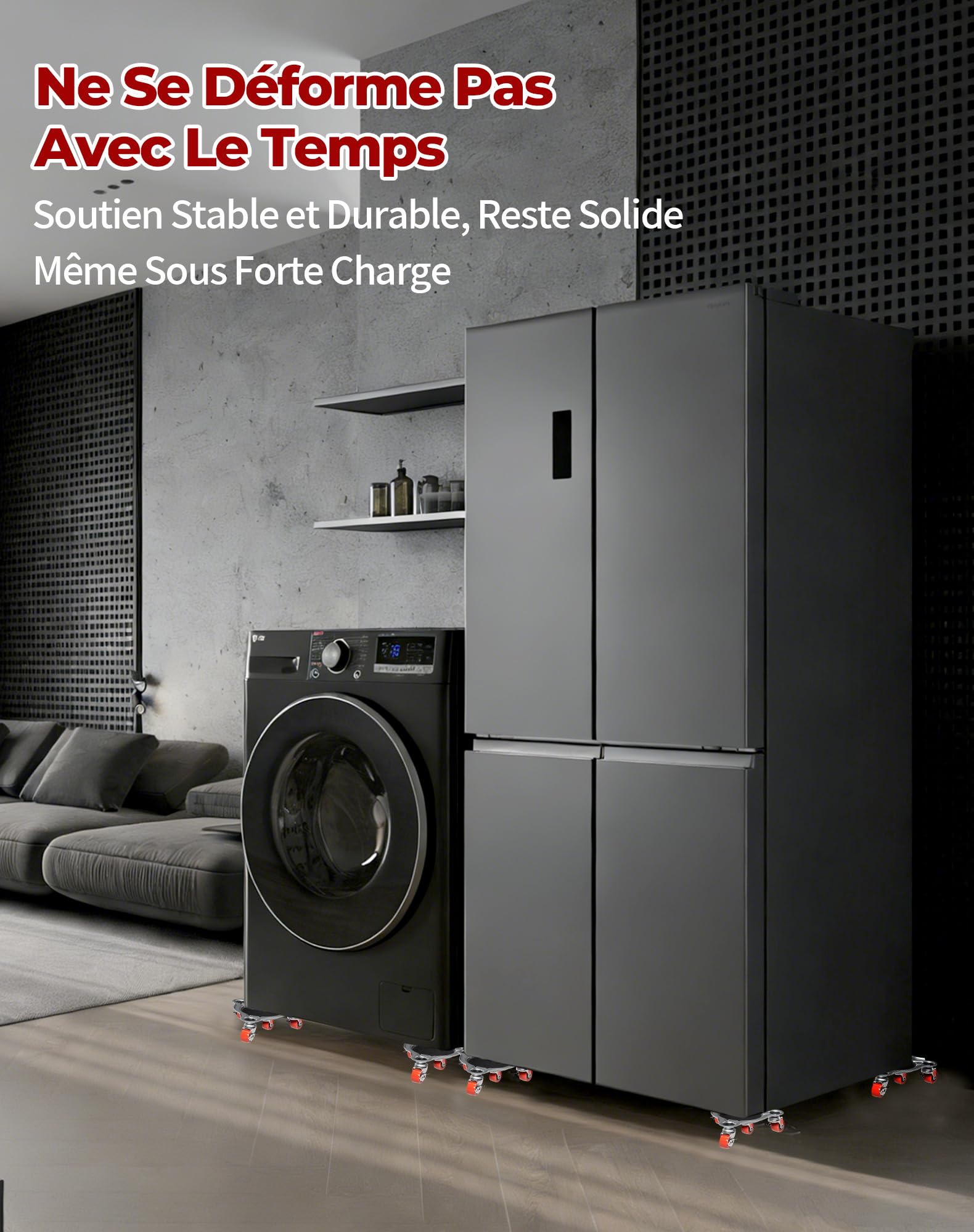 Déplace Meuble et Lève-Meuble Professionnel, Roues Pivotantes 360° avec Frein, Capacité de Charge 400 kg, pour Tous Sols & Meubles Lourds Outil Professionnel sans Effort