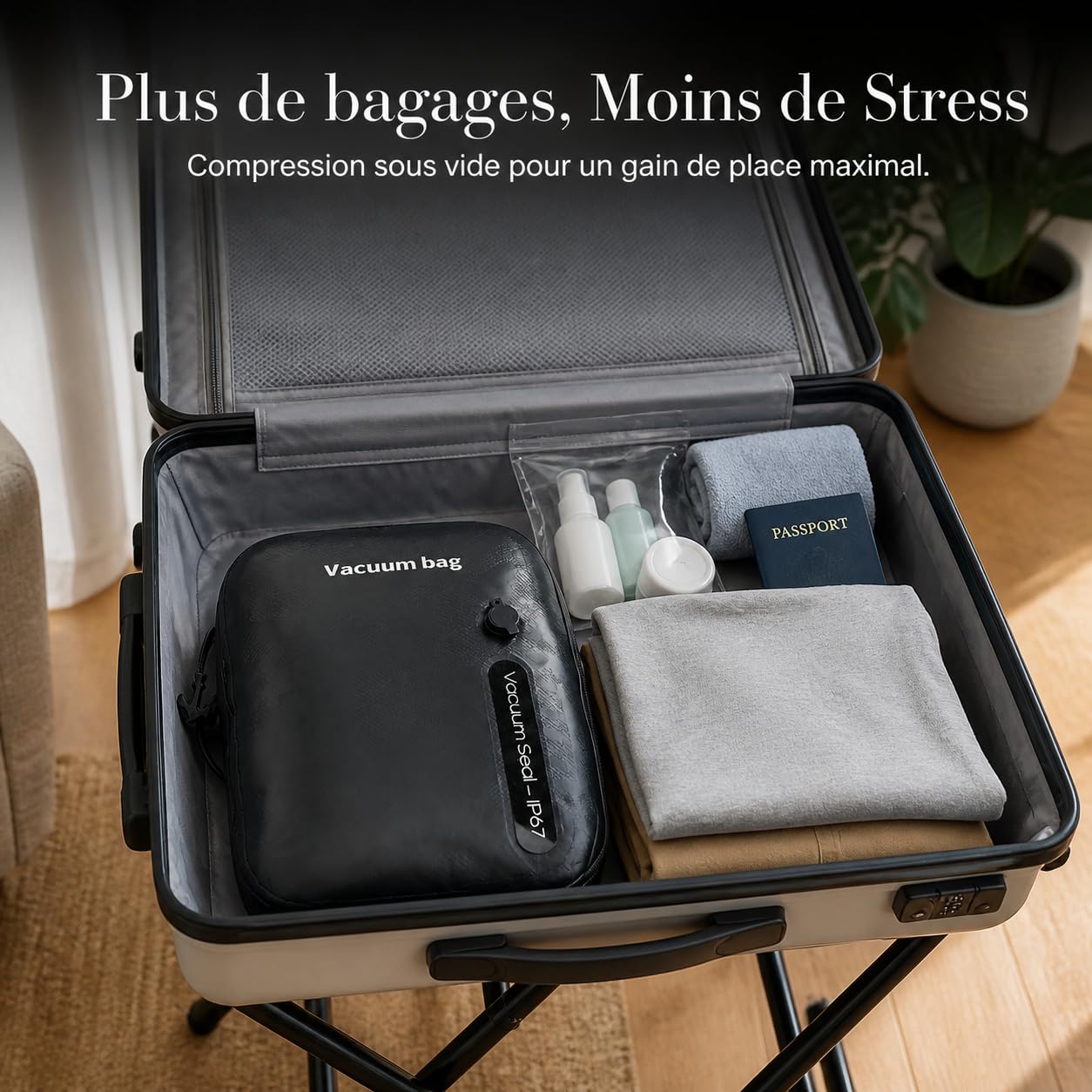 Sottovuoto per Vestiti IP67, Grande | Struttura resistente, Borsa compressione indumenti, Organizzazione domestica, Per proprietari barche