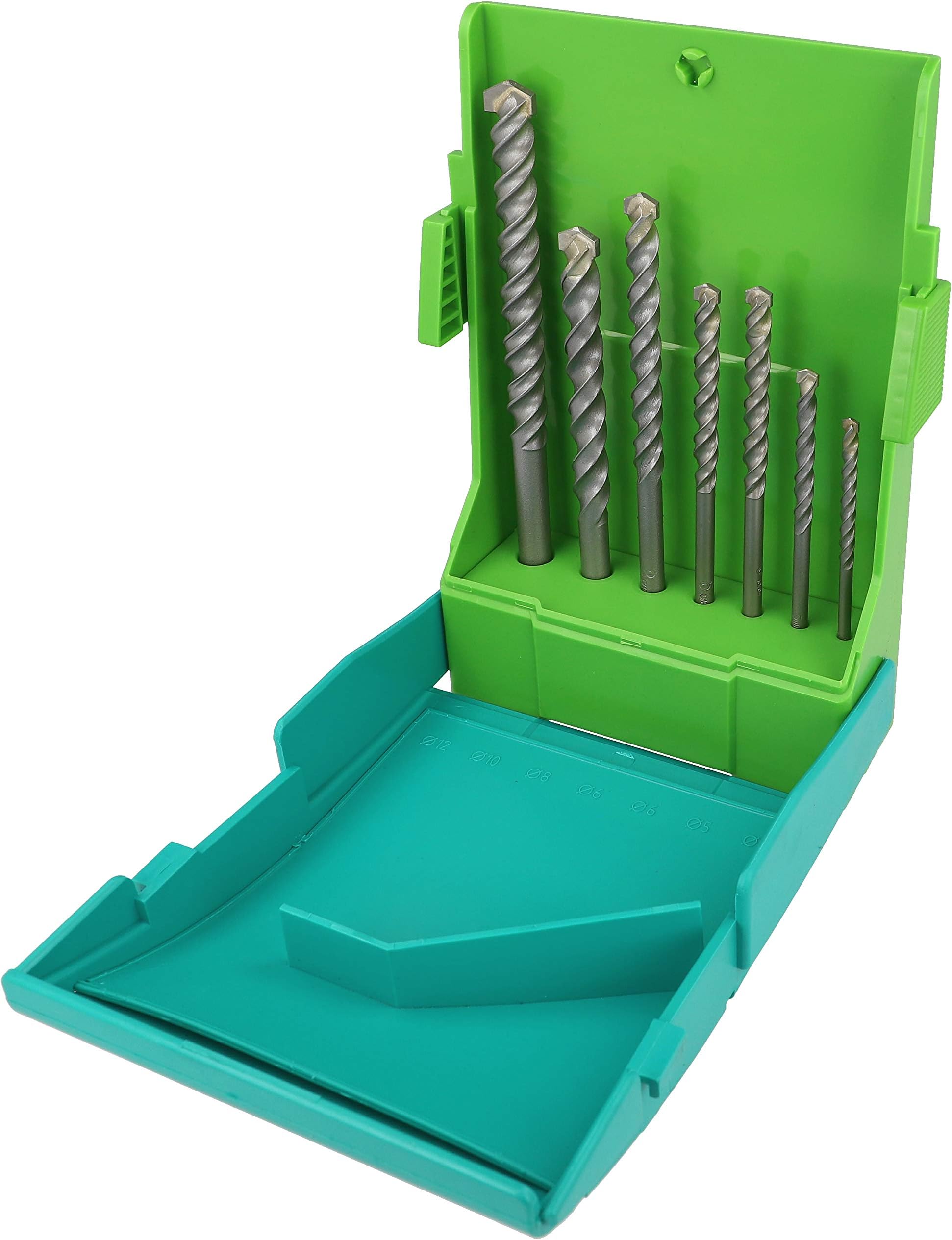 hellerTools 3015 ProStone Masonry Drill Bit Concrete, Silver, Set 7-pcs. Ø 4/5/6/6/8/10/12 mm, Set of 7 Pieces