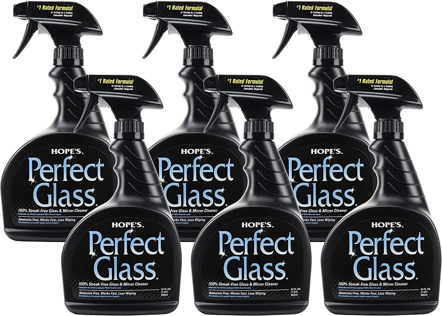 HOPE'S Perfect Glass Cleaner Spray, StreakFree, Ammonia