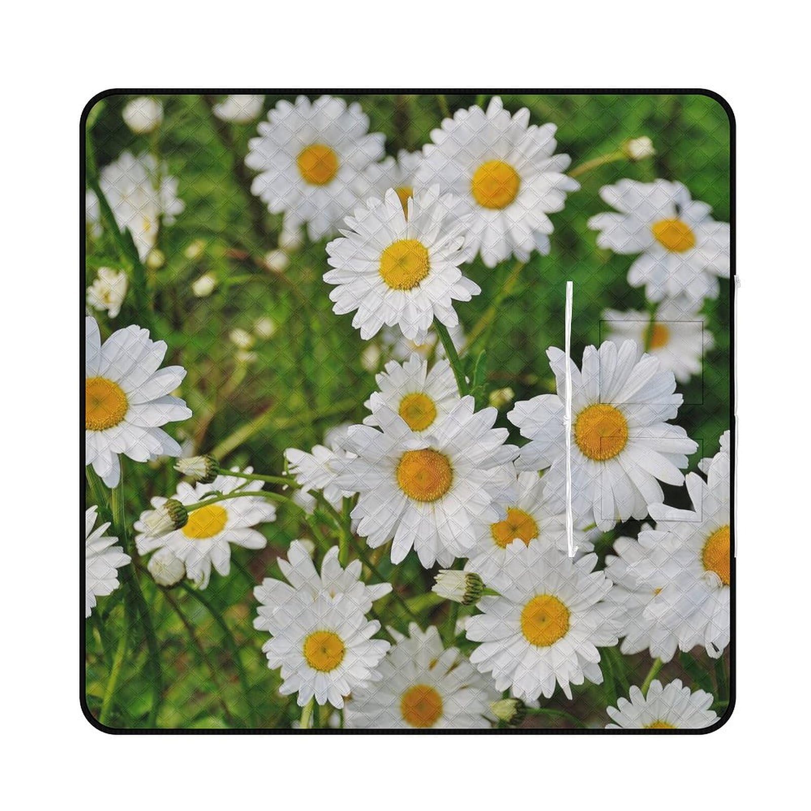 3D Impression White Chrysanthème Couverture Pique Nique Tapis Pique Nique Nappe Picnic Couverture De Pique-Nique pour Le Voyage, Le Camping, Les Vacances, Etc 200x200cm