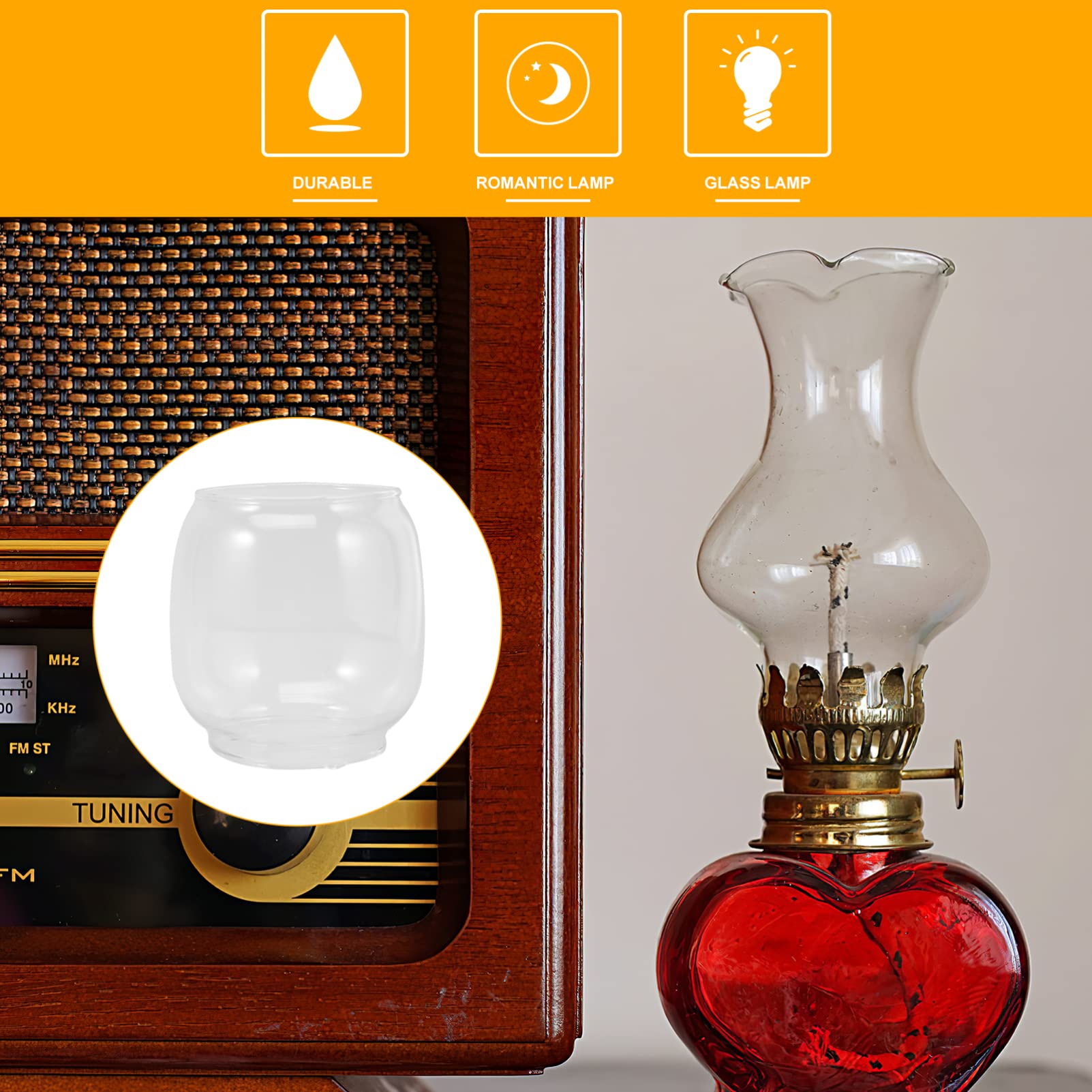 OSALADI Lampada a olio in vetro di ricambio per lampada a petrolio, in vetro a petrolio, stile B, 2 pezzi, trasparente, portacandela, portacandele, tempio, feste, casa, banchetti all'aperto